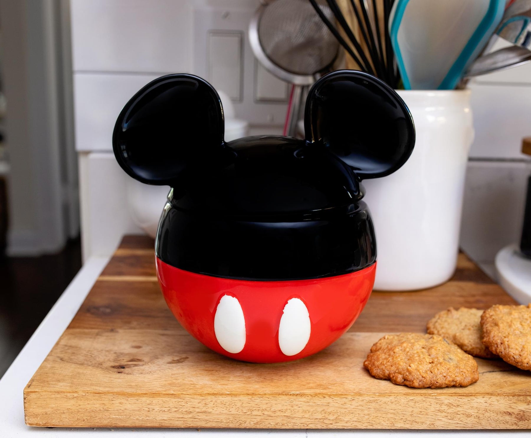 Disney Mickey Mouse Ceramic Cookie Jar Container With Lid | 6 Inches Tall