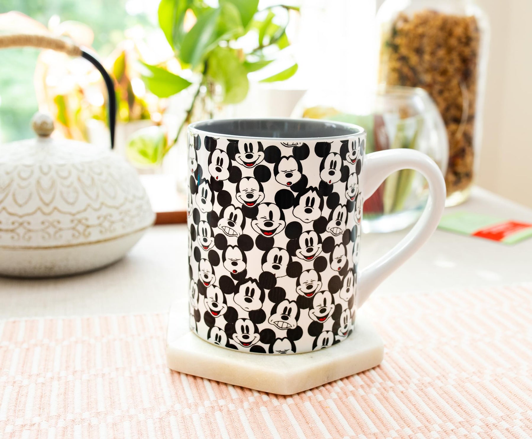 Disney Mickey Mouse Allover Faces Ceramic Mug | Holds 14 Ounces