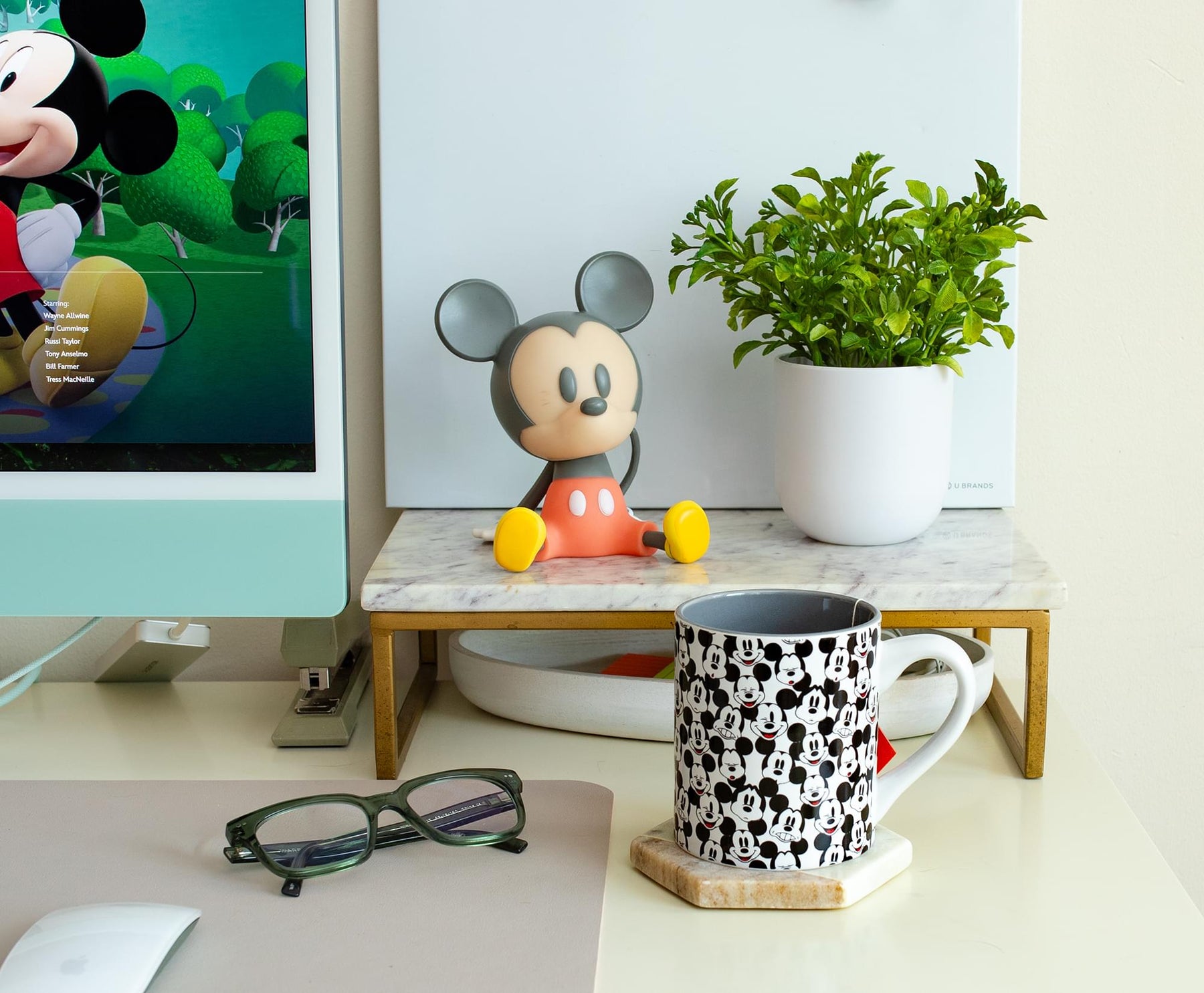Disney Mickey Mouse Allover Faces Ceramic Mug | Holds 14 Ounces