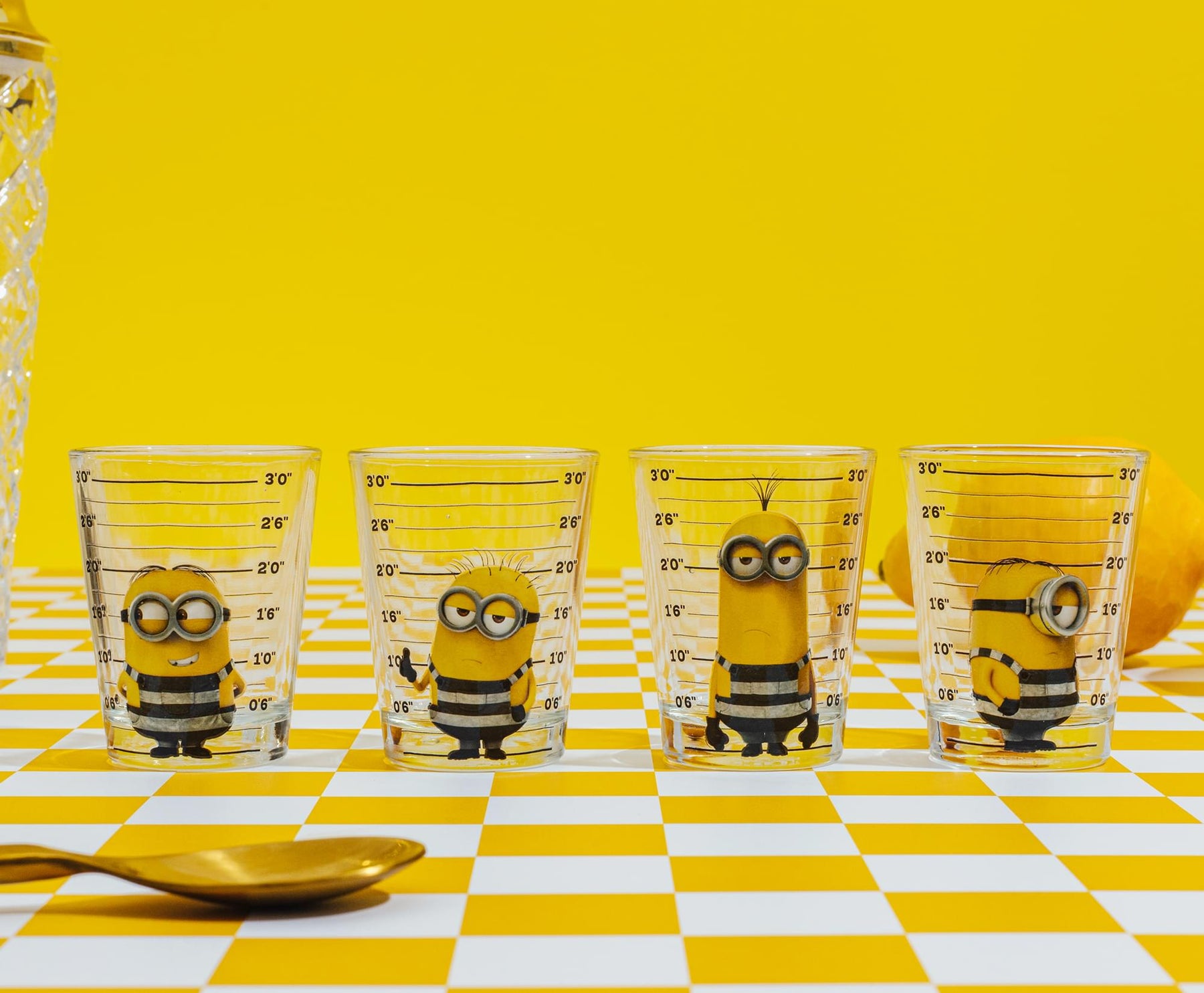 Despicable Me Minions Mugshot 2-Ounce Mini Shot Glasses | Set of 4