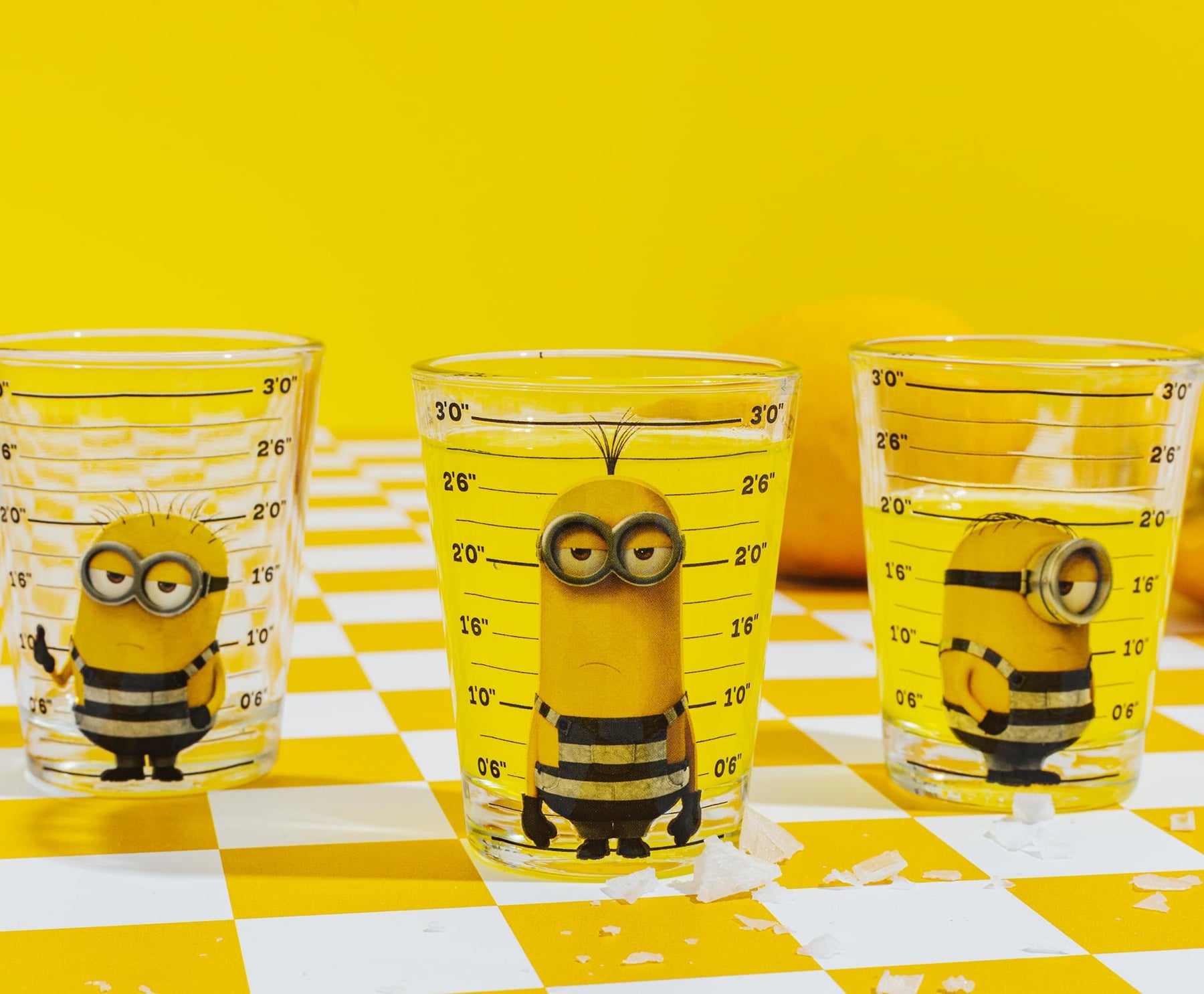 Despicable Me Minions Mugshot 2-Ounce Mini Shot Glasses | Set of 4