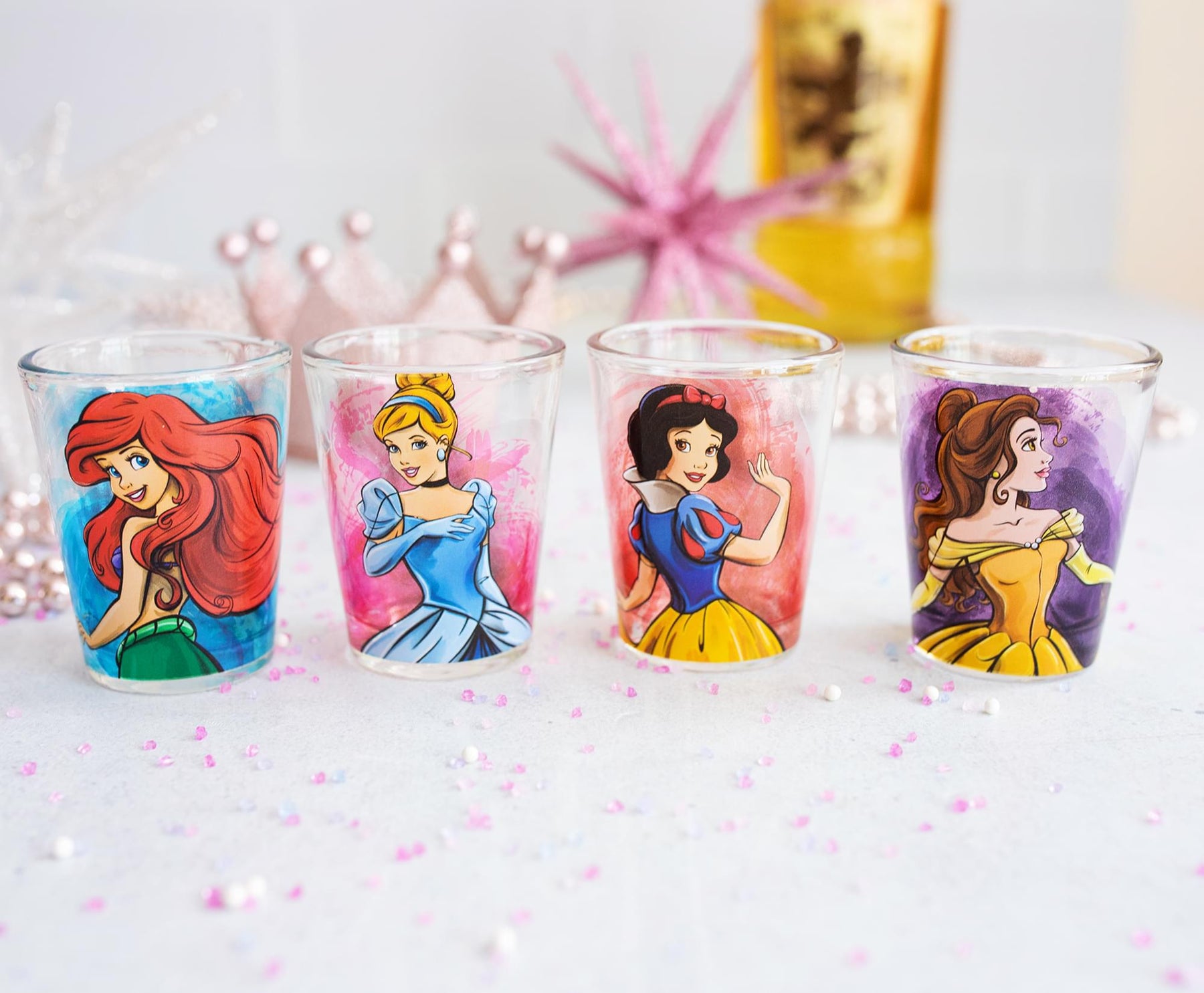 Disney Princess Portraits 2-Ounce Mini Shot Glasses | Set of 4