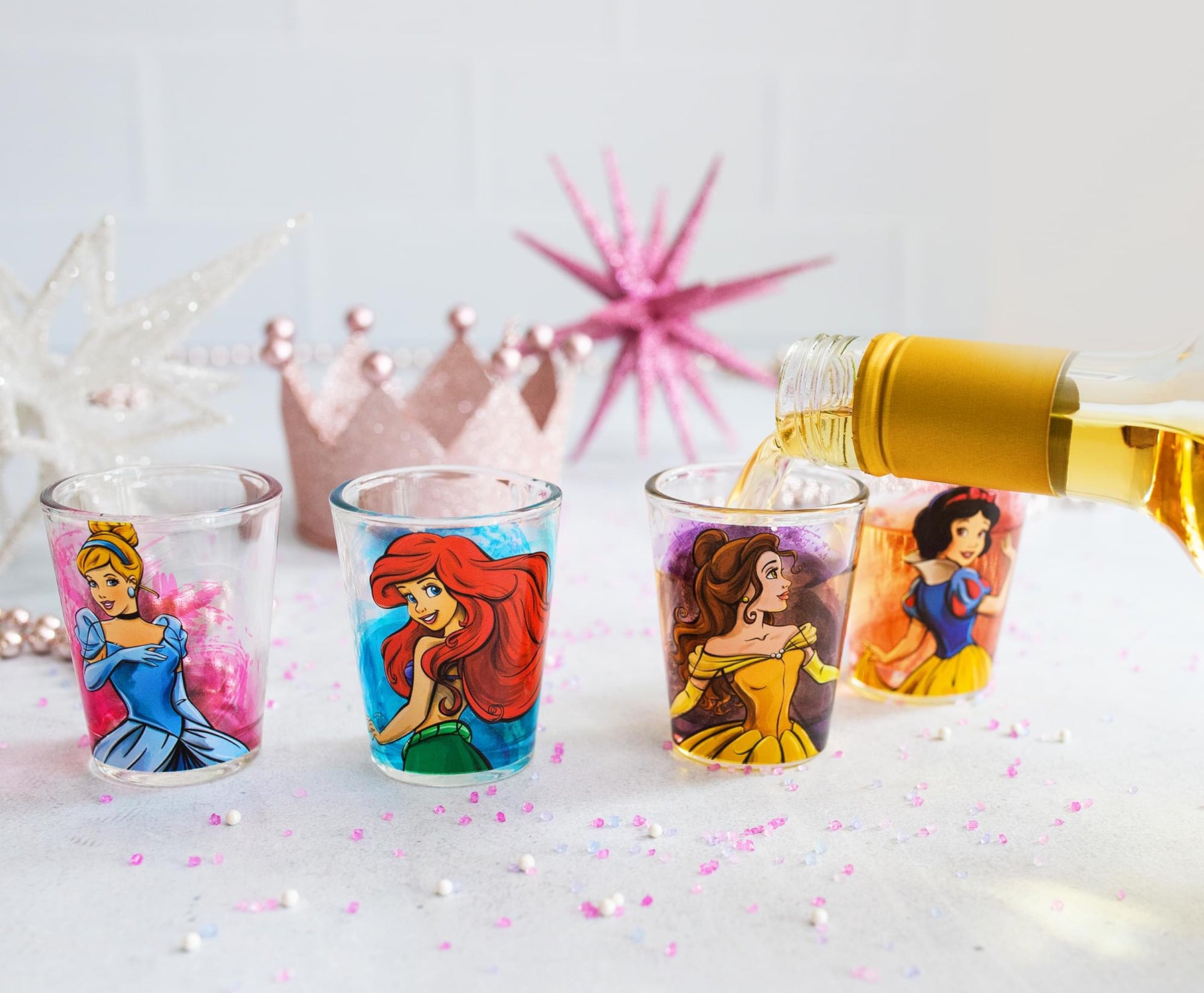 Disney Princess Portraits 2-Ounce Mini Shot Glasses | Set of 4