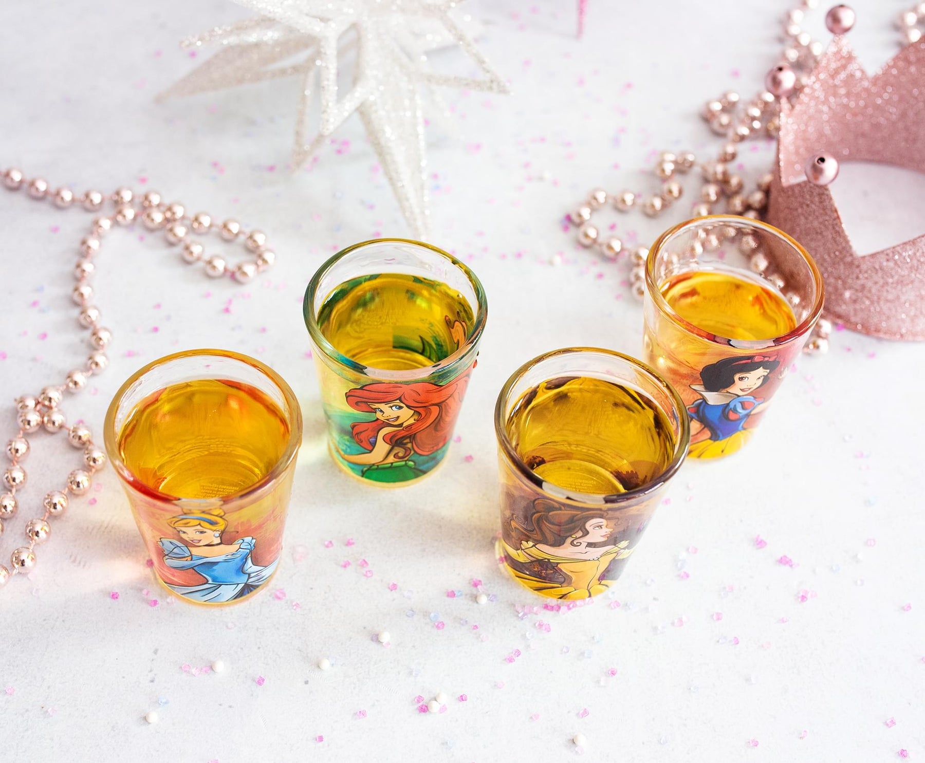 Disney Princess Portraits 2-Ounce Mini Shot Glasses | Set of 4