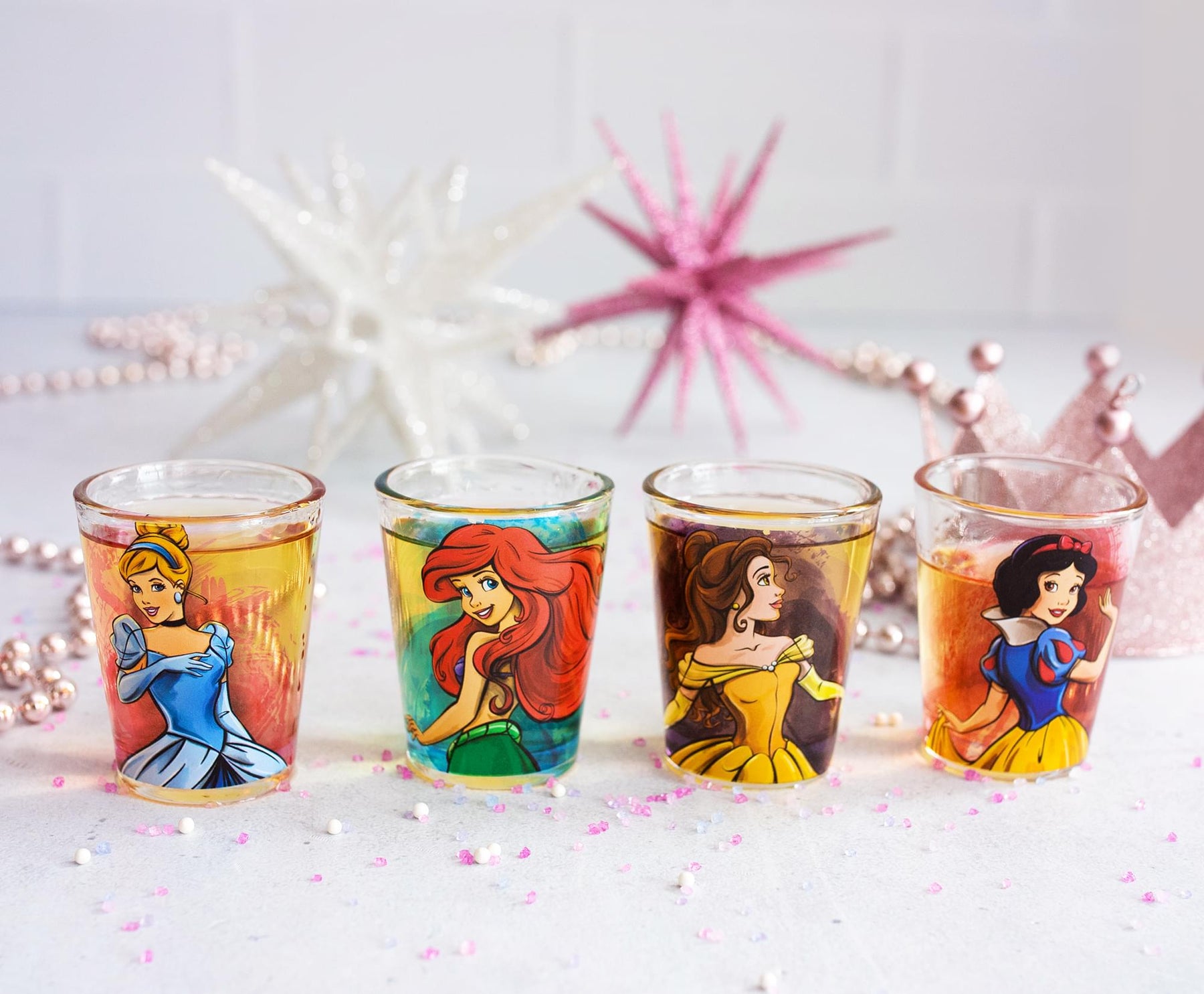 Disney Princess Portraits 2-Ounce Mini Shot Glasses | Set of 4
