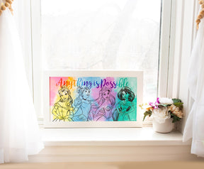 Disney Princess "Anything Is Possible" Wooden Hanging Wall Art | 10 x 18 Inches