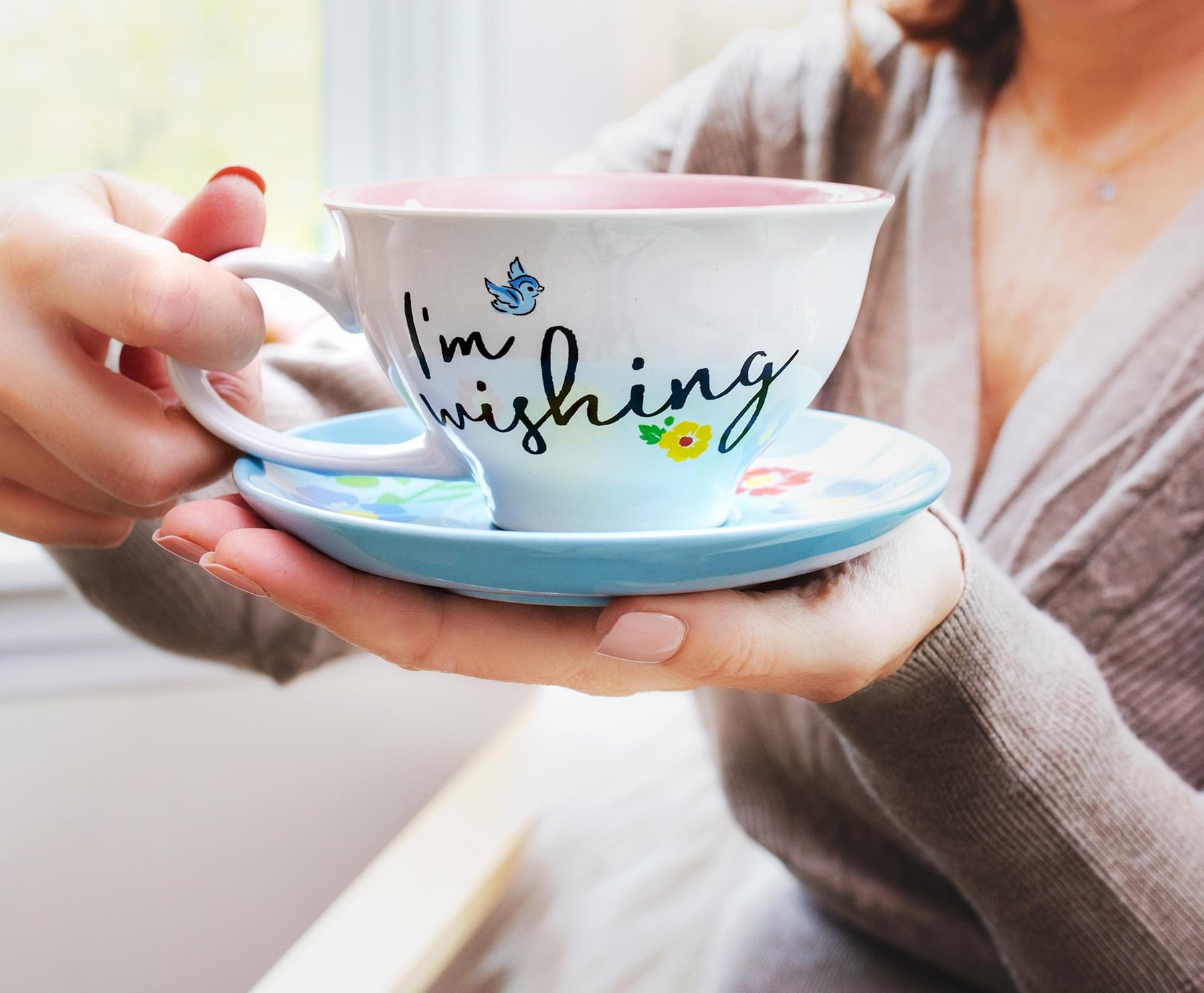 Disney Snow White and the Seven Dwarfs "I'm Wishing" Ceramic Teacup and Saucer
