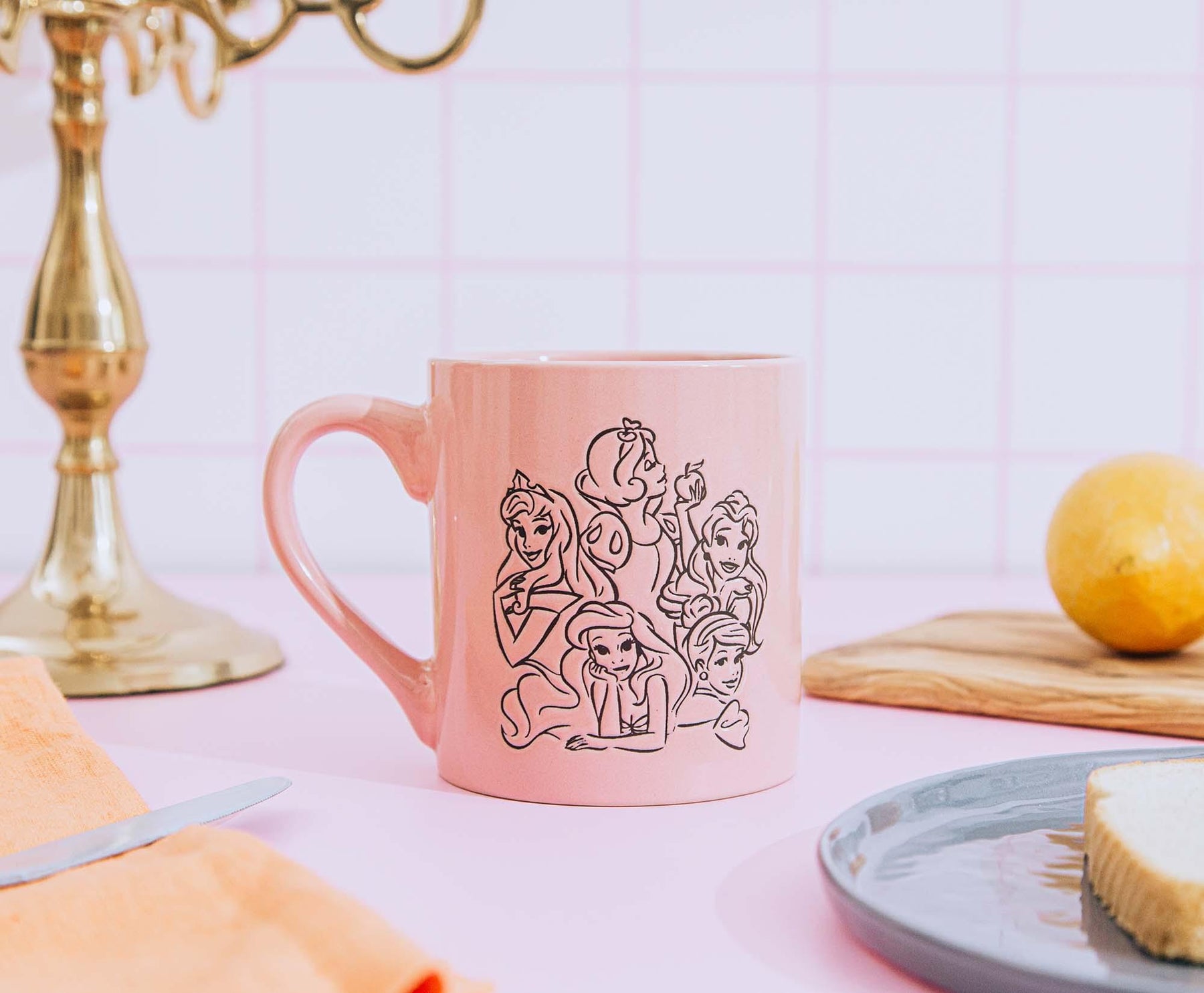 Disney Princess Pink Wax-Resist Ceramic Mug | Holds 14 Ounces