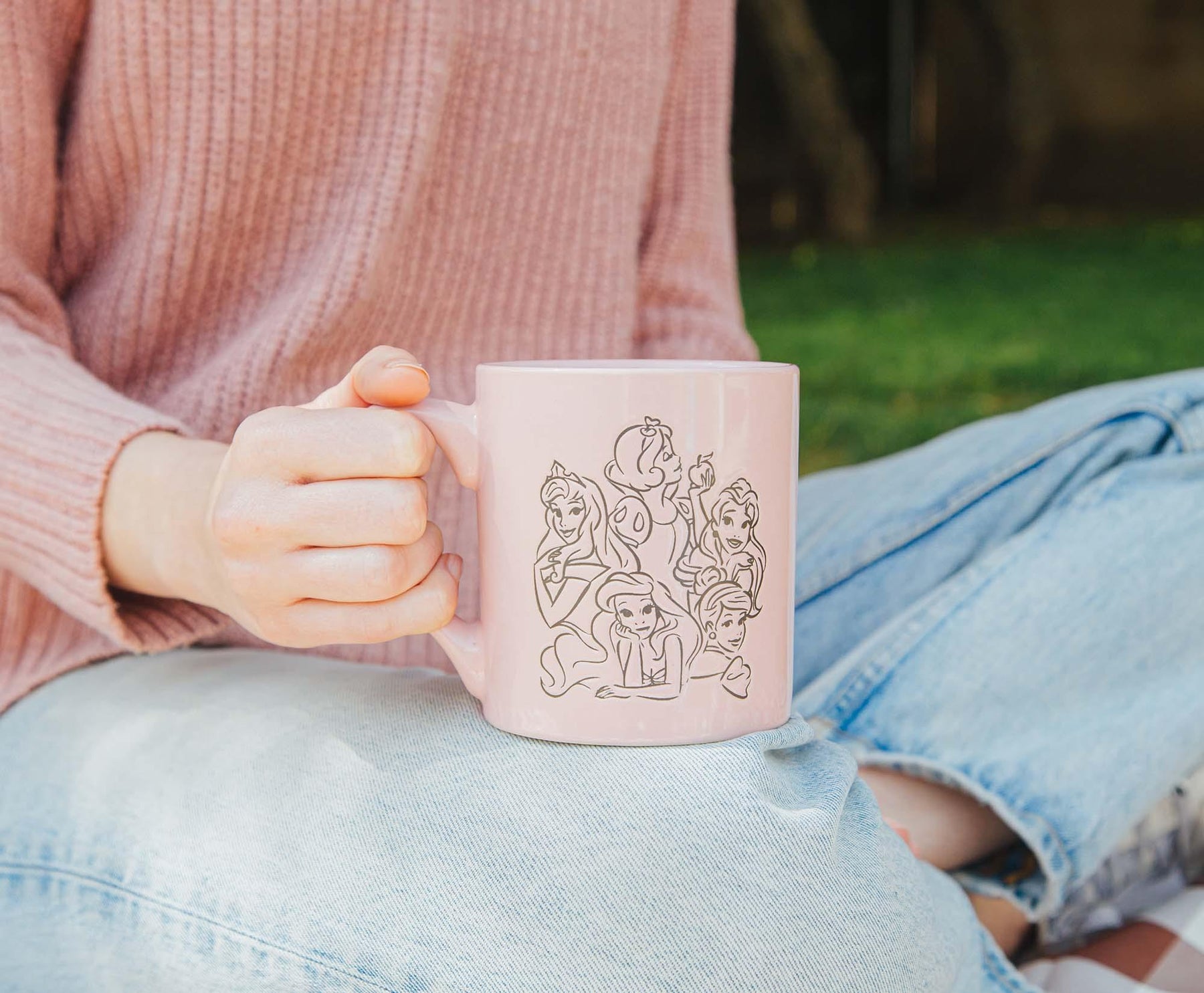 Disney Princess Pink Wax-Resist Ceramic Mug | Holds 14 Ounces