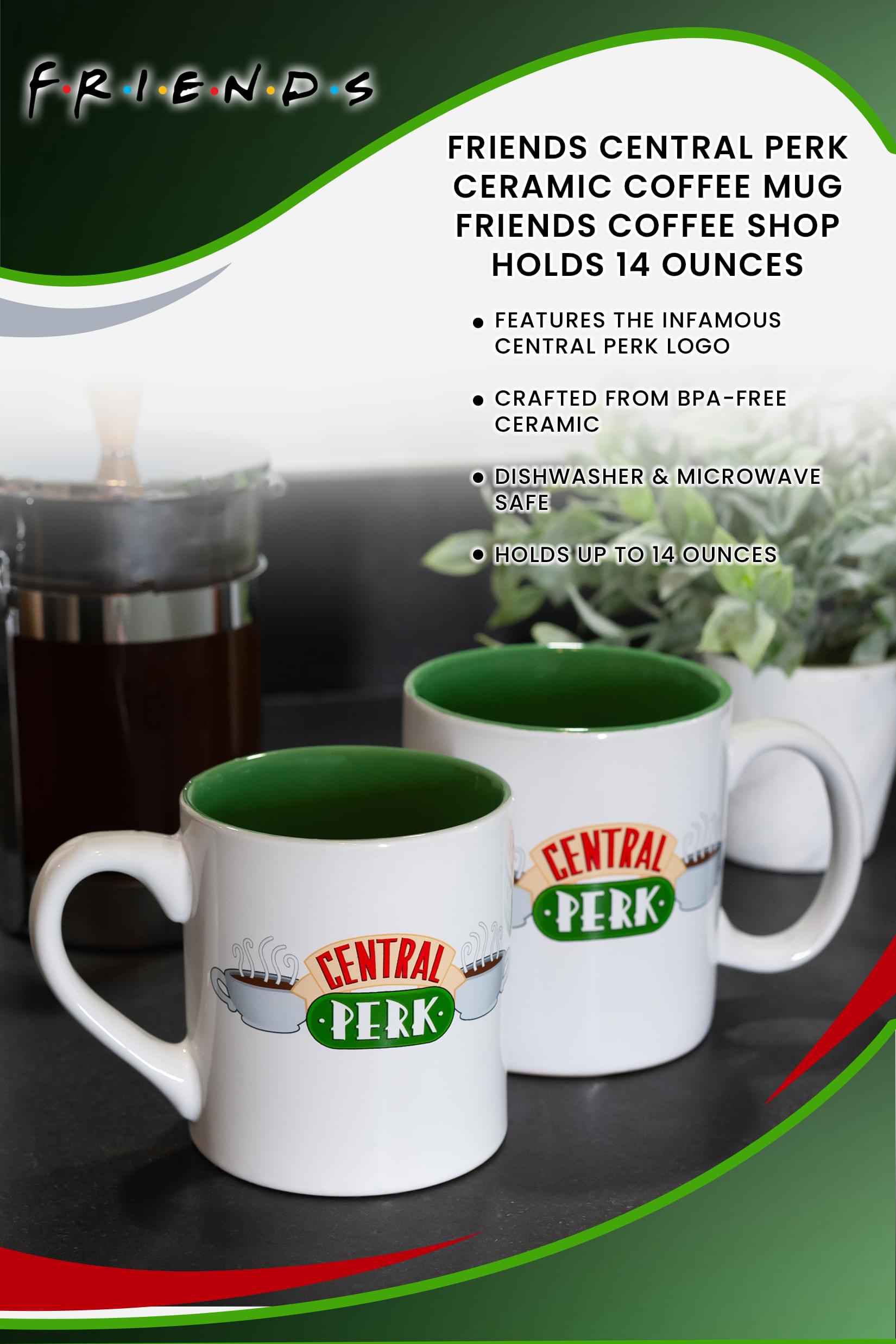 Friends Central Perk Ceramic Coffee Mug | Friends Coffee Shop | Holds 14 Ounces