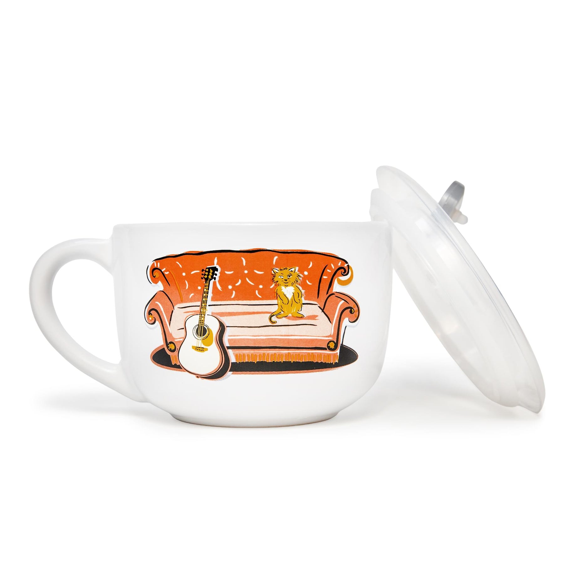 Friends Smelly Cat Central Perk Ceramic Soup Mug With Vented Lid | 24 Ounces