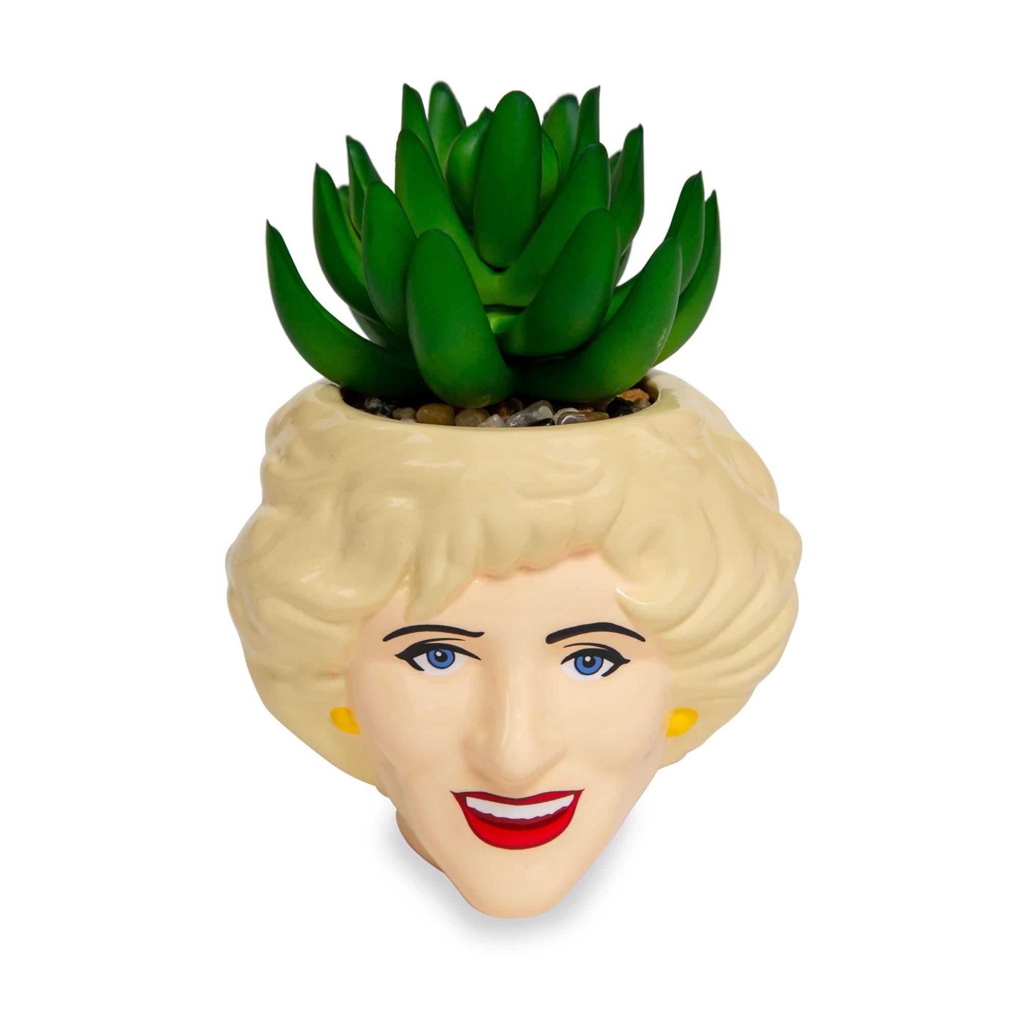 mini plant pot statues The Golden Girls Rose 3" Ceramic Mini Planter With Artificial Succulent