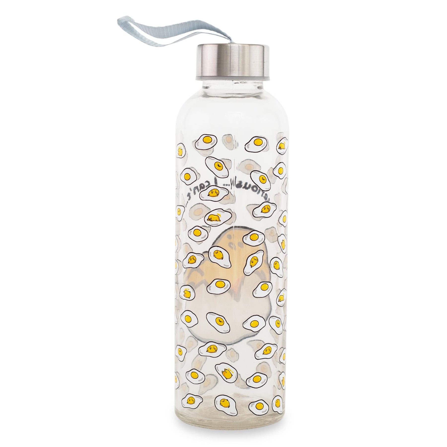 Sanrio Gudetama "Seriously, I Can't" Glass Water Bottle With Strap | 18 Ounces