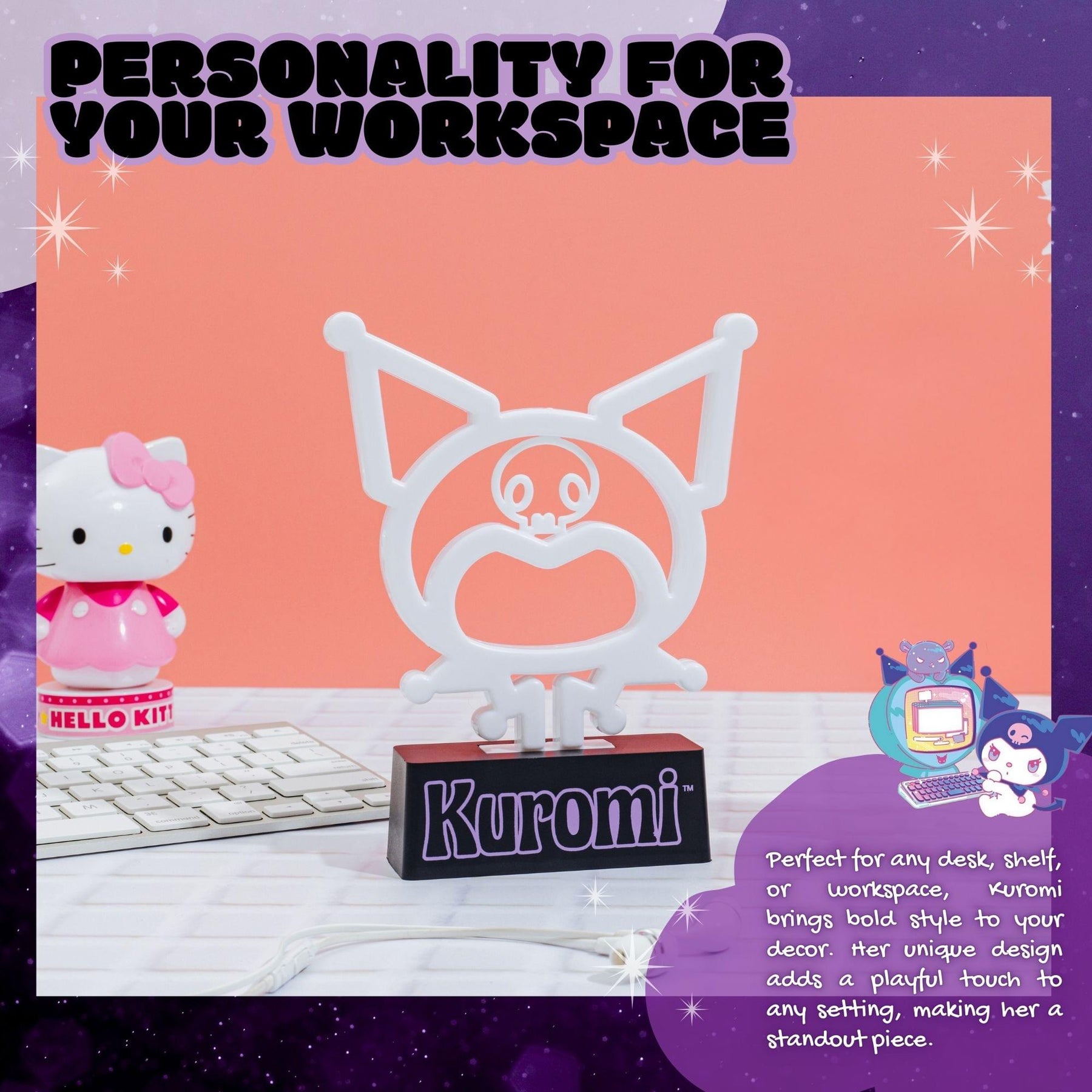 Sanrio Kuromi Silhouette 7-Inch LED Neon Mood Light