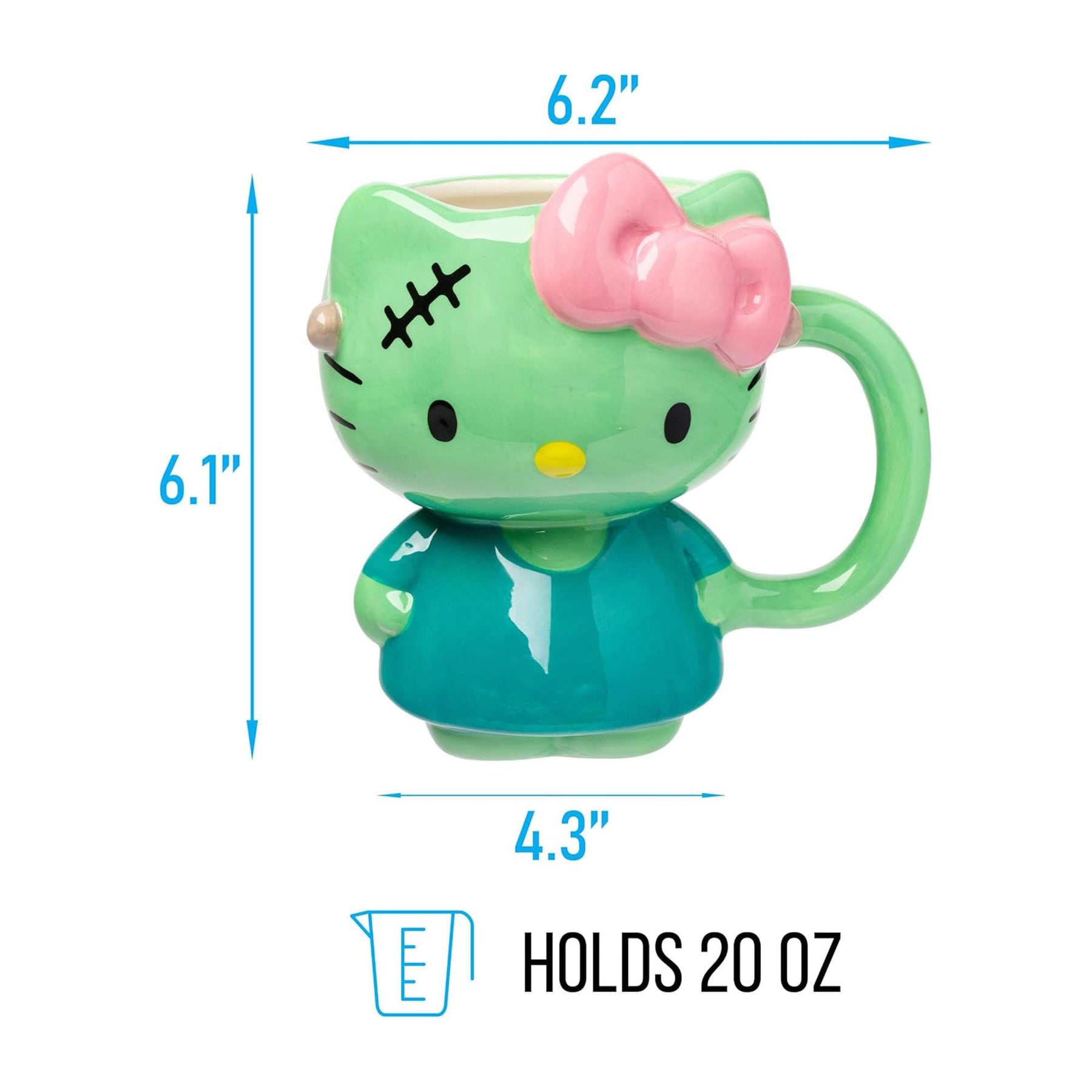 Sanrio Hello Kitty Frankenstein Costume 20 Ounce 3D Sculpted Ceramic Mug