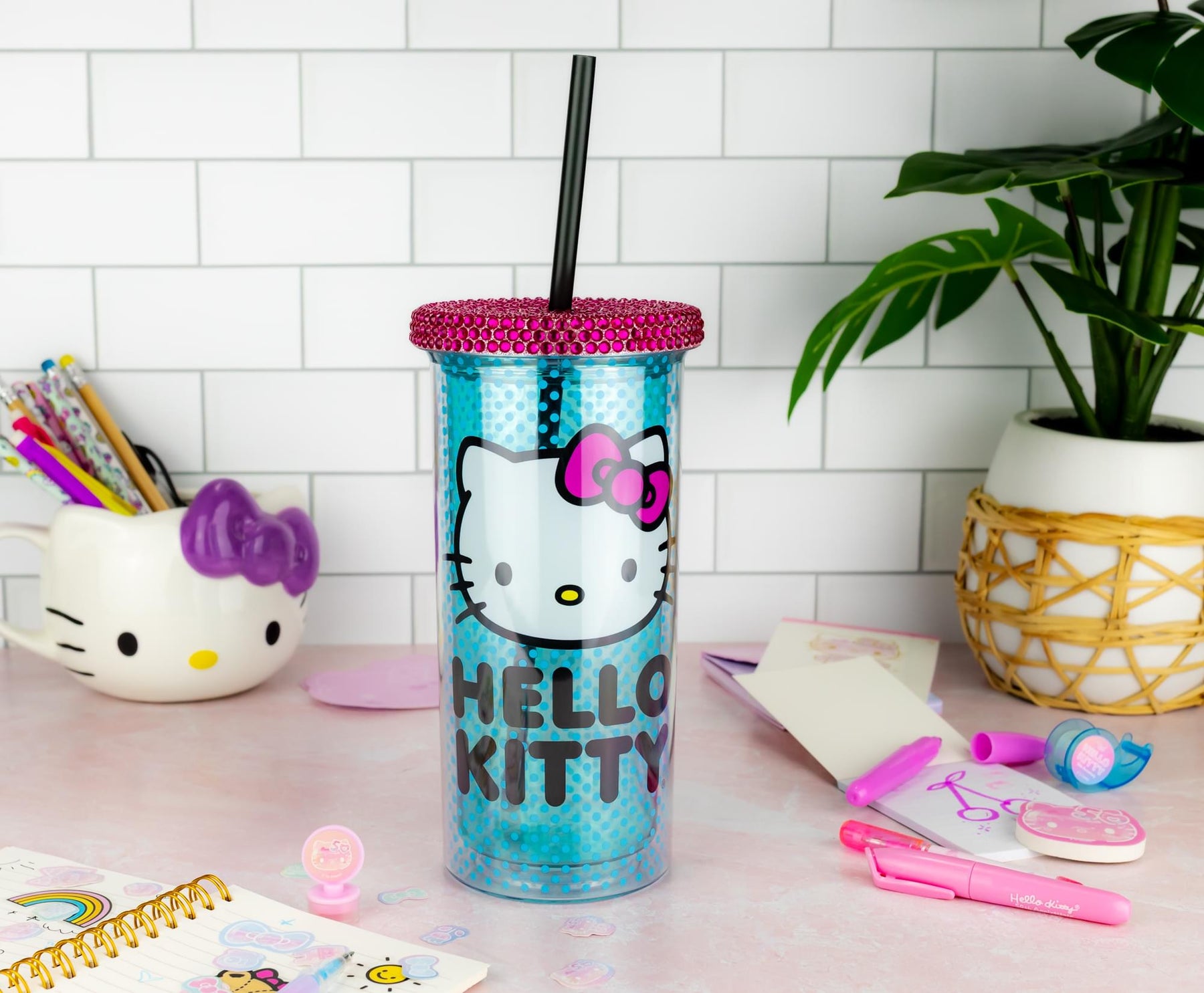 Sanrio Hello Kitty Polka Dots Carnival Cup With Lid and Straw | Holds 20 Ounces