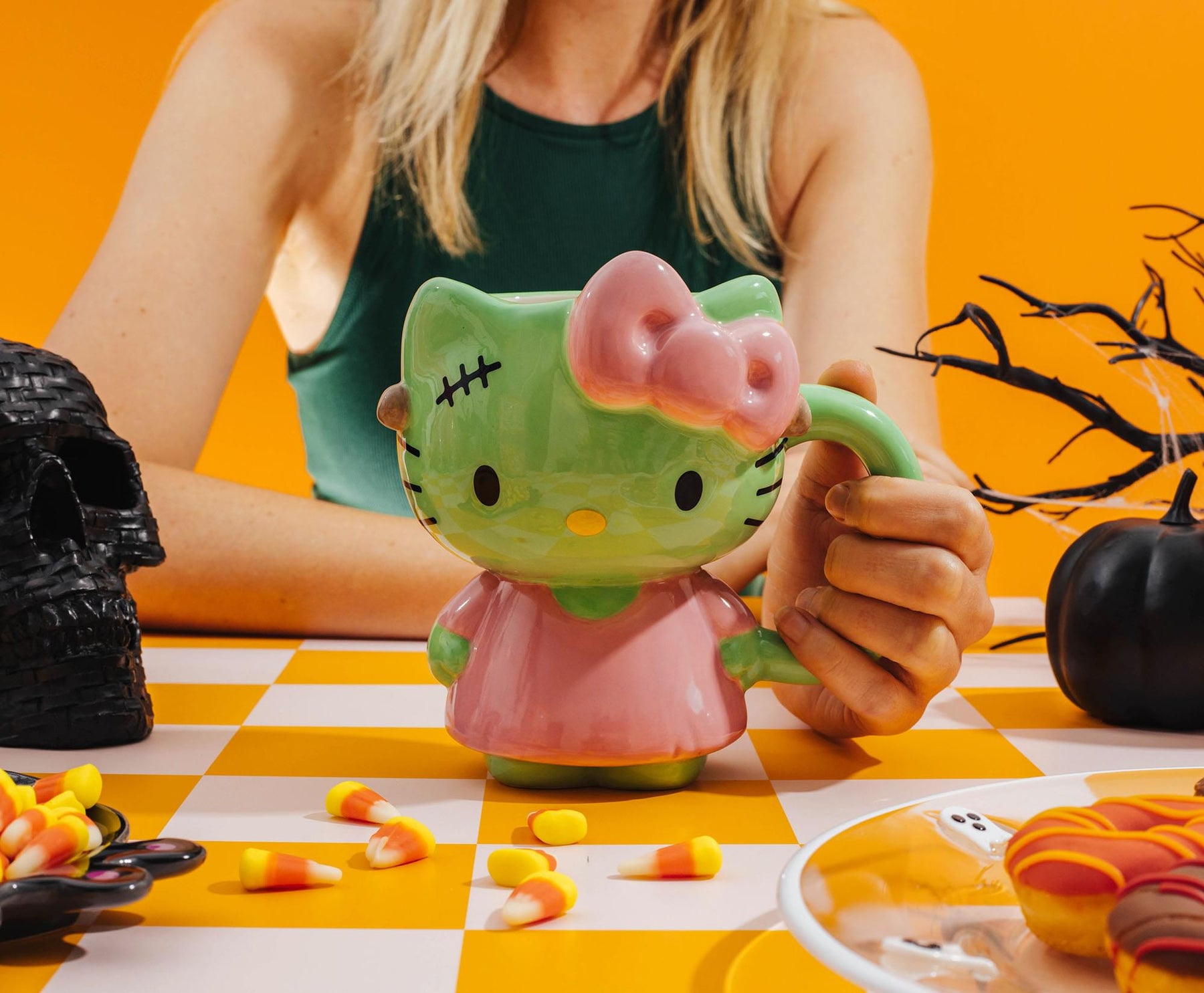 Sanrio Hello Kitty Frankenstein Pink Dress 20-Ounce Ceramic 3D Sculpted Mug