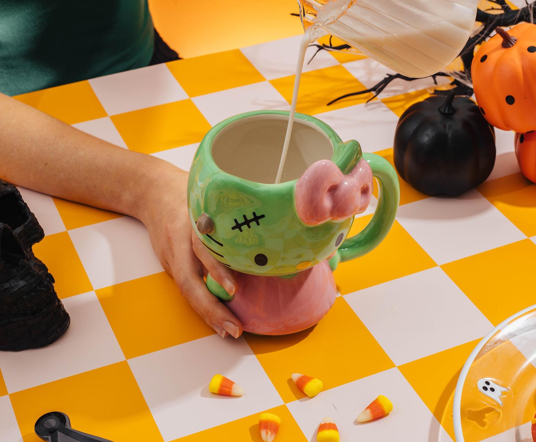 Sanrio Hello Kitty Frankenstein Pink Dress 20-Ounce Ceramic 3D Sculpted Mug