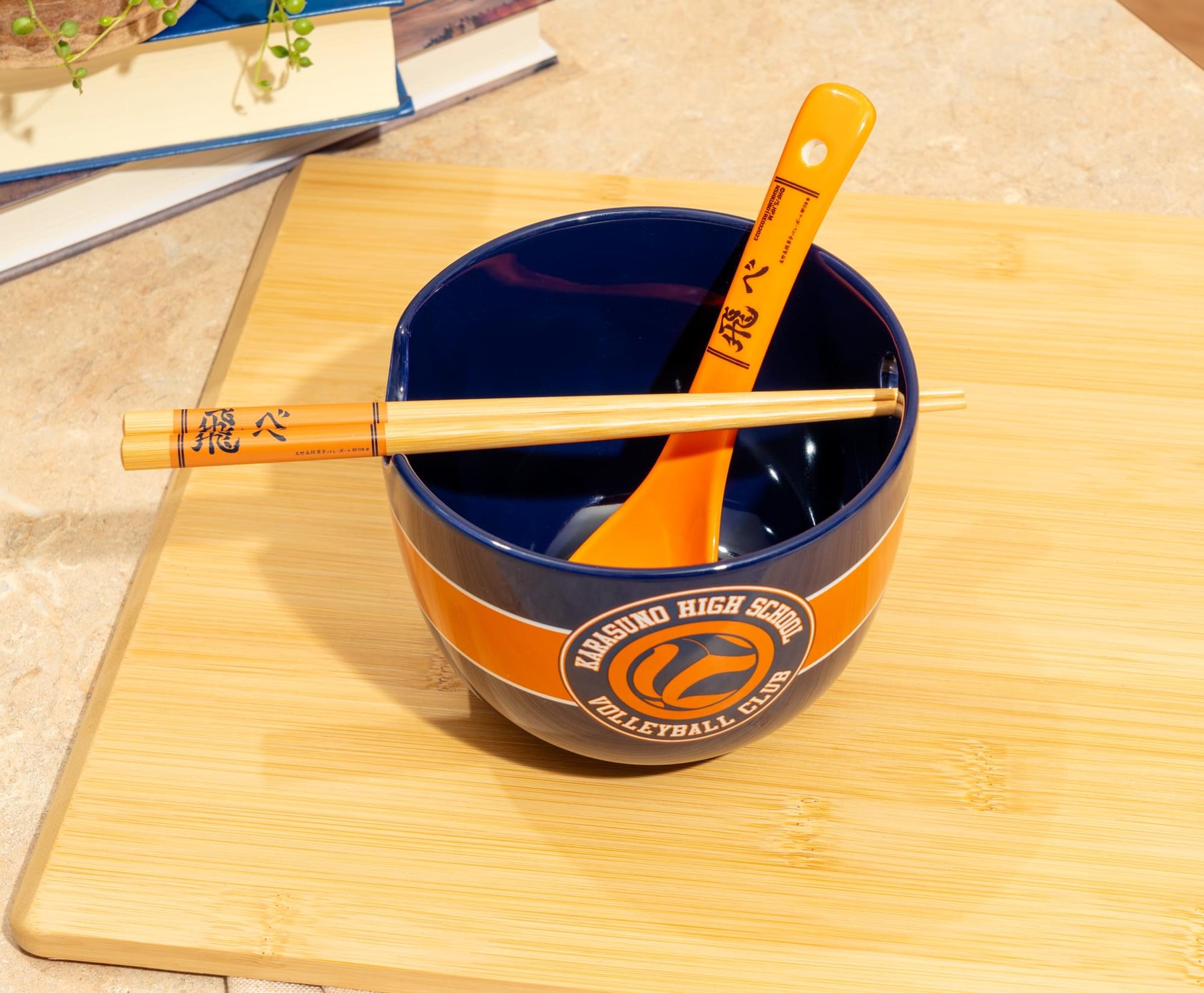 Haikyu!! Karasuno High Volleyball 20-Ounce Ramen Bowl, Chopstick, and Spoon Set