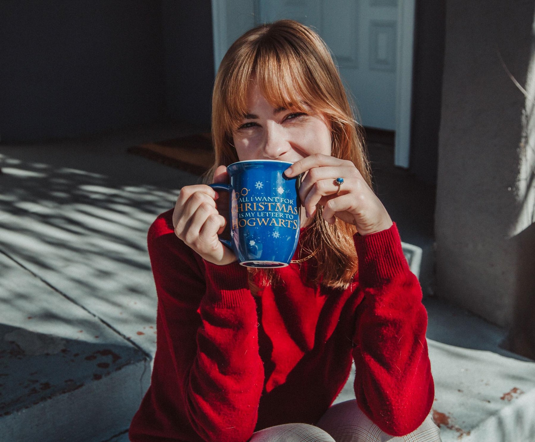 Harry Potter Hogwarts Christmas Wide Rim Ceramic Mug | Holds 16 Ounces