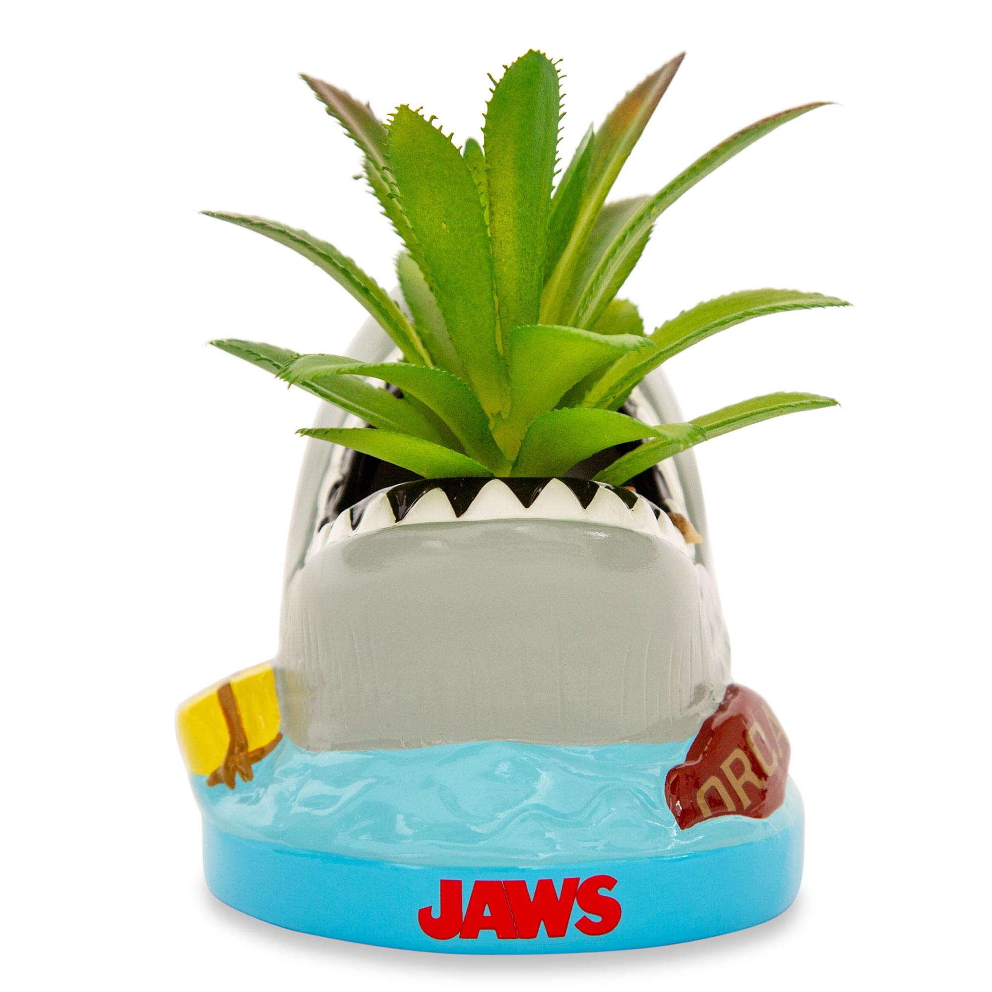 4 inch succulent pots JAWS Shark 4" Ceramic Mini Planter With Artificial Succulent