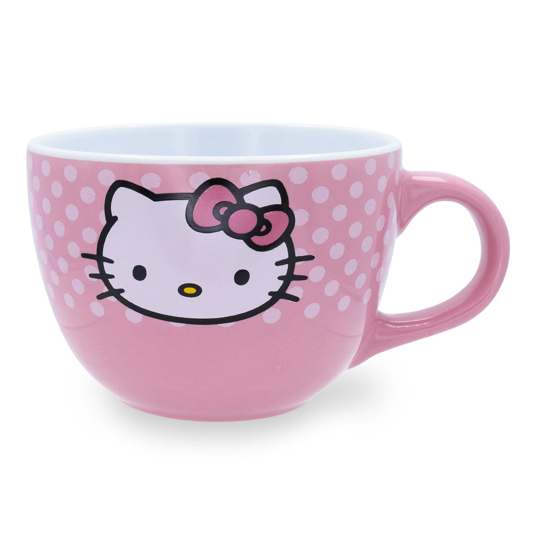 Sanrio Hello Kitty Pink Polka Dots Ceramic Soup Mug | Holds 24 Ounces
