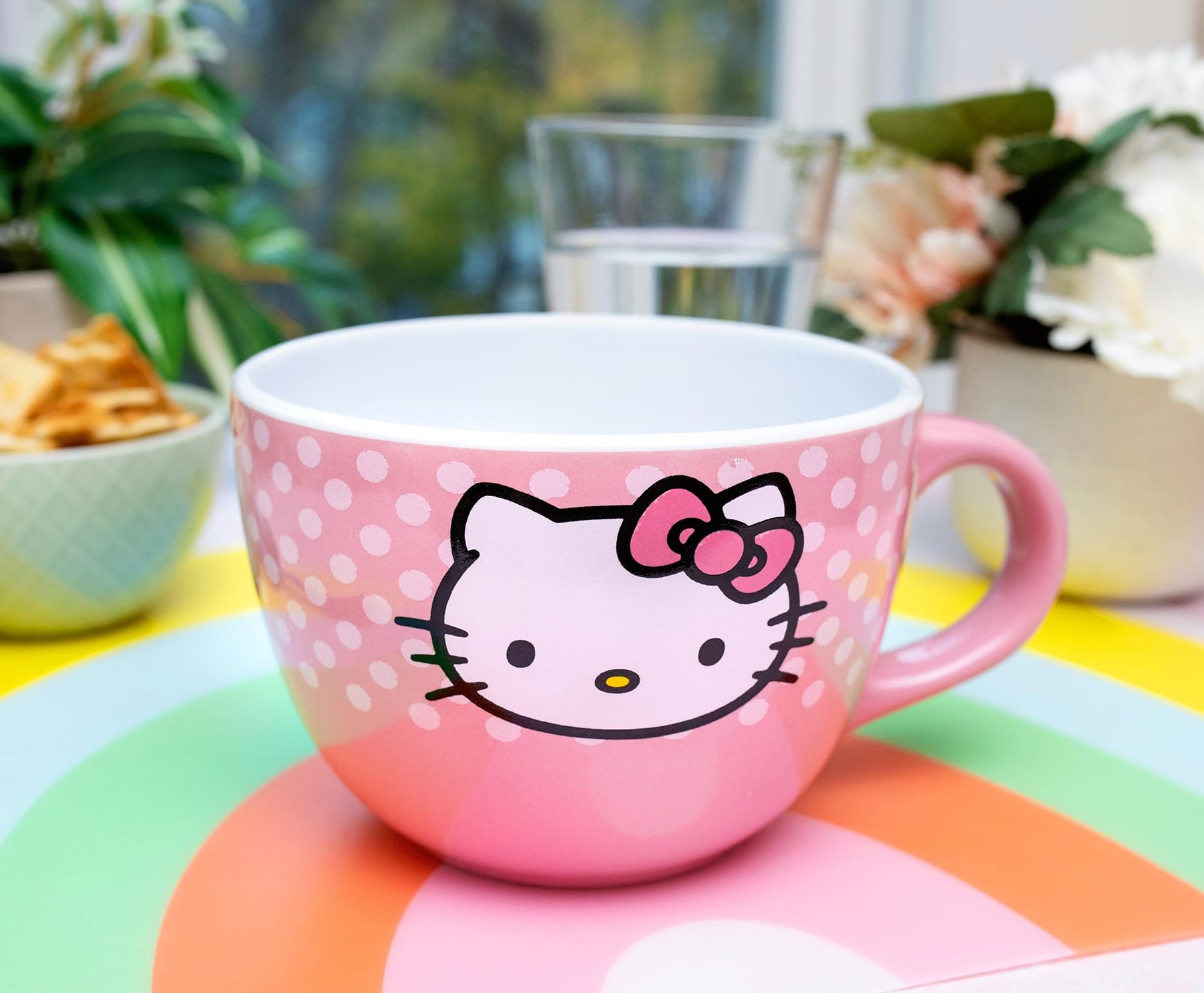 Sanrio Hello Kitty Pink Polka Dots Ceramic Soup Mug | Holds 24 Ounces
