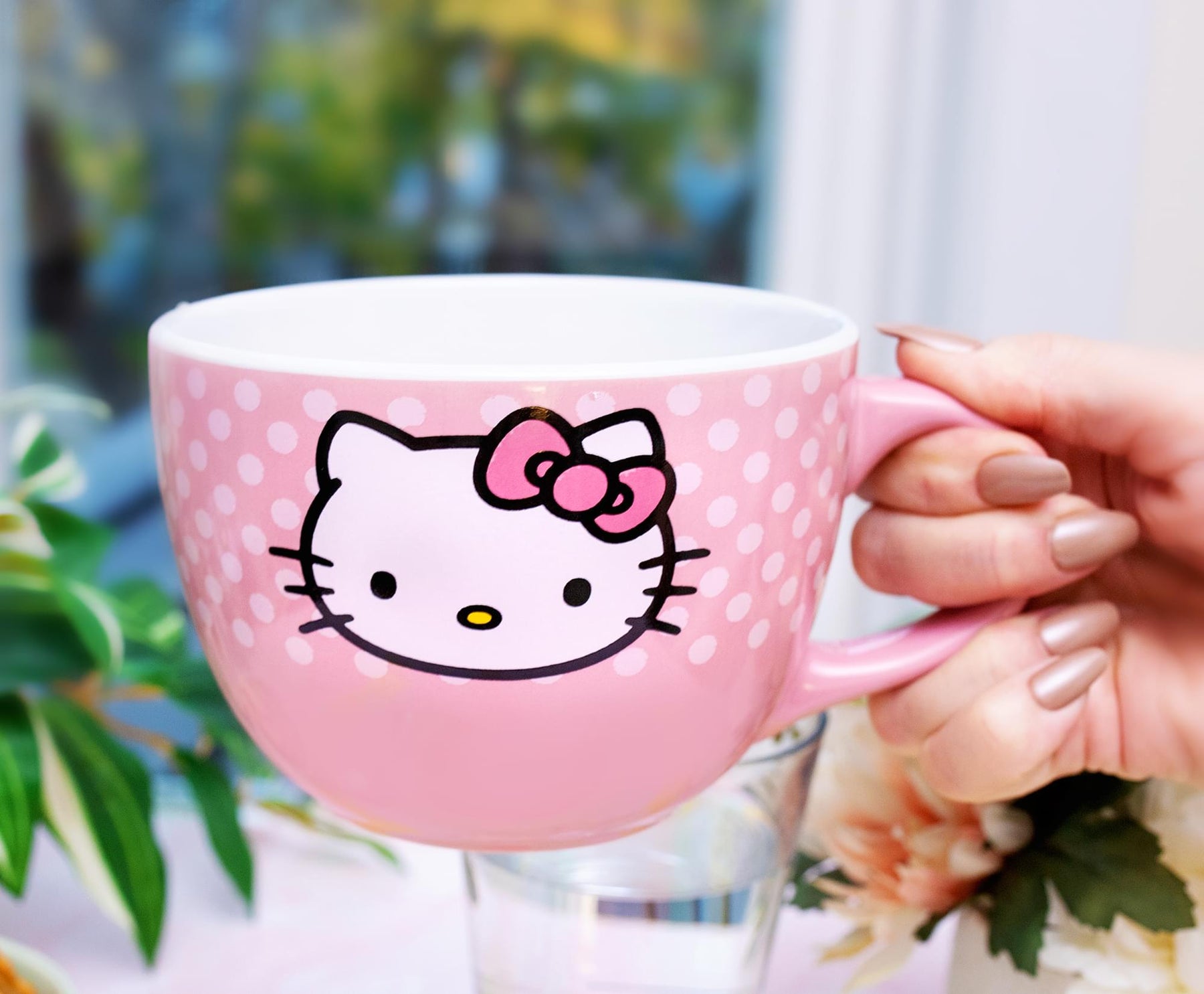 Sanrio Hello Kitty Pink Polka Dots Ceramic Soup Mug | Holds 24 Ounces
