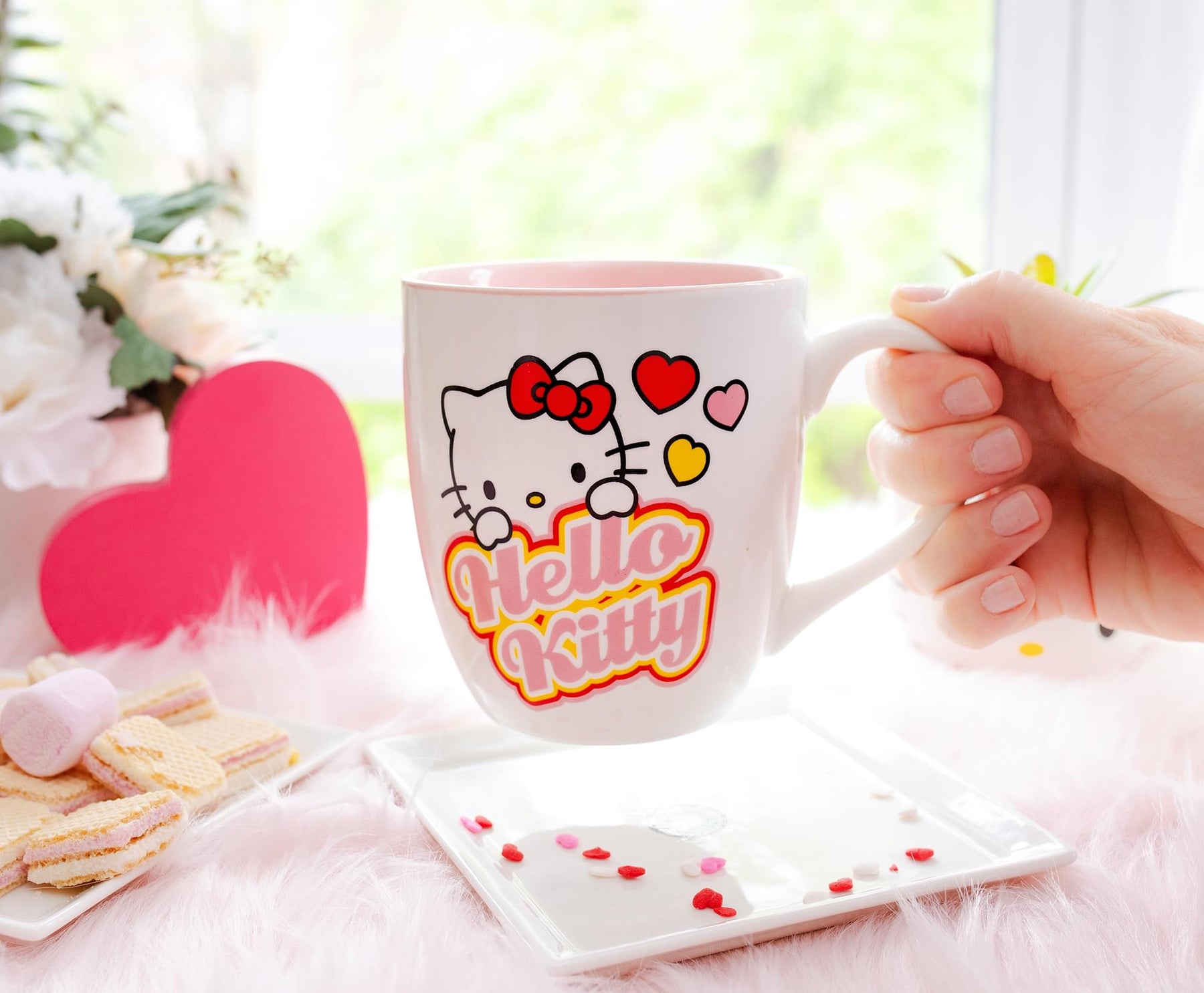 Sanrio Hello Kitty Hearts Ceramic Mug | Holds 18 Ounces