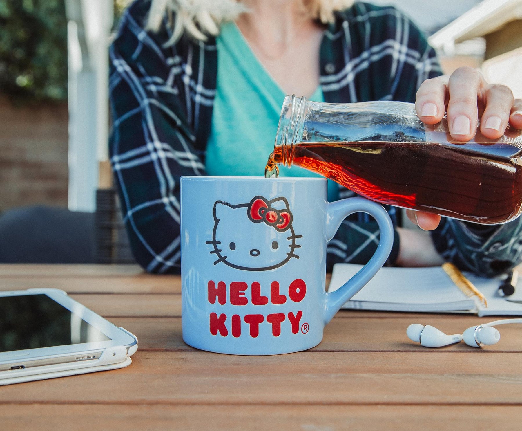 Sanrio Hello Kitty Logo Wax Resist Ceramic Mug | Holds 14 Ounces