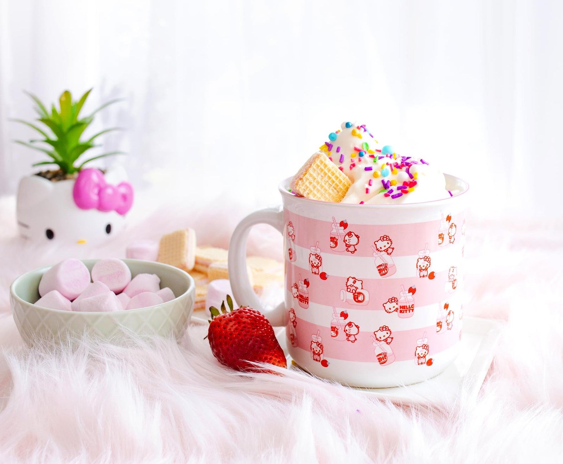 Sanrio Hello Kitty Strawberry Milk Ceramic Camper Mug | Holds 20 Ounces