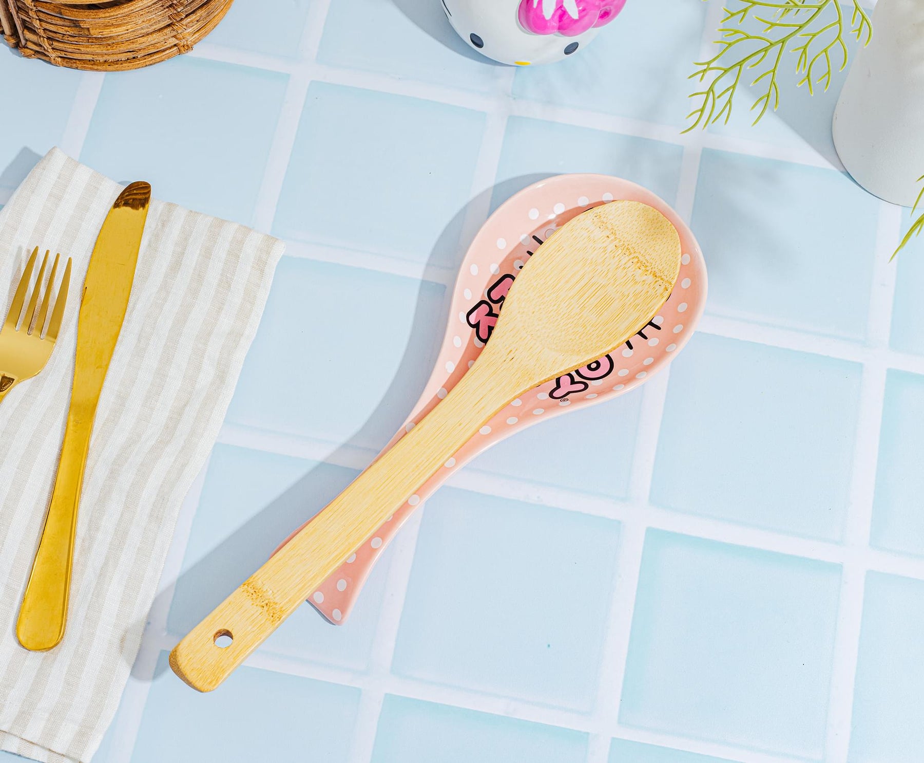 Sanrio Hello Kitty Polka Dots Ceramic Spoon Rest
