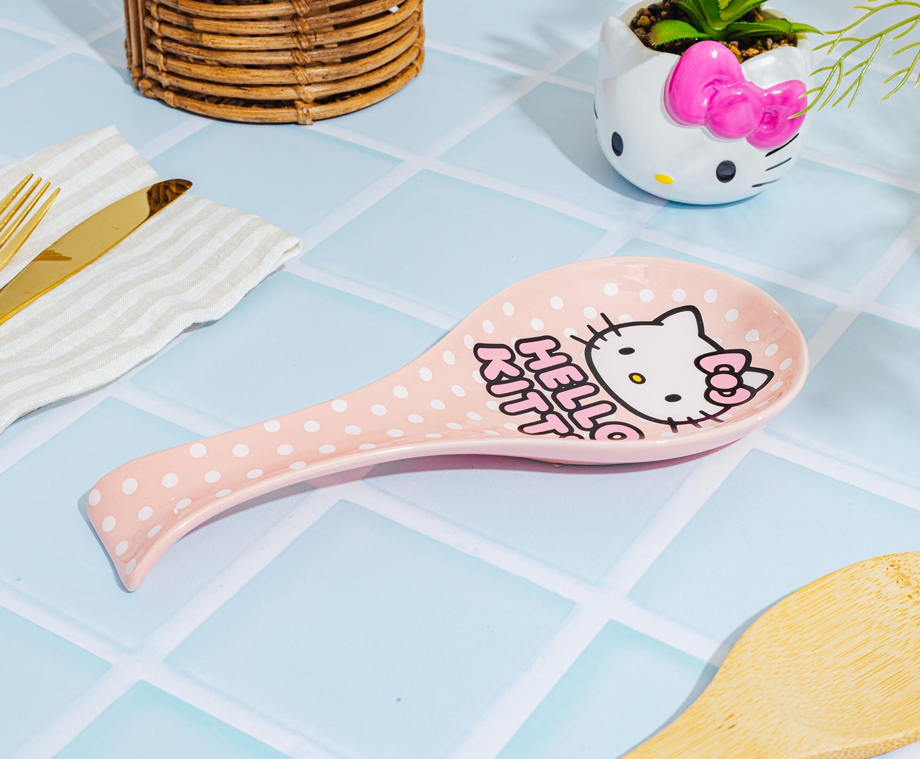 Sanrio Hello Kitty Polka Dots Ceramic Spoon Rest