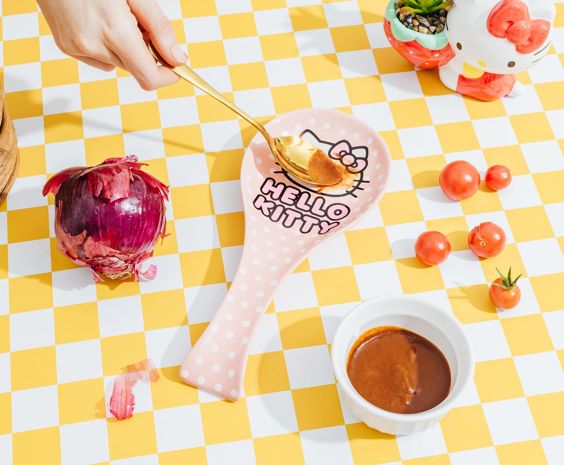 Sanrio Hello Kitty Polka Dots Ceramic Spoon Rest