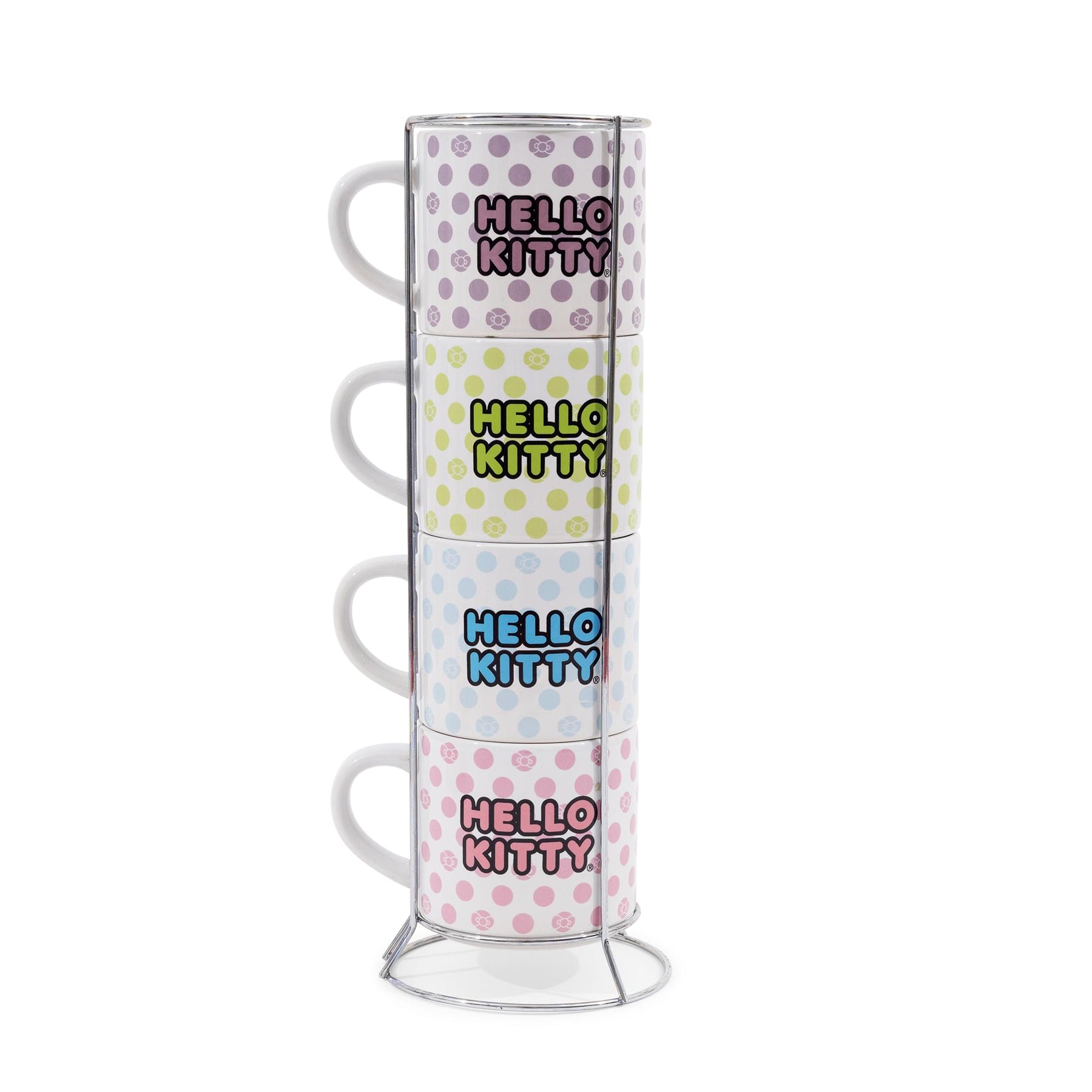 Sanrio Hello Kitty 4-Piece Stacking Mug Set With Wire Rack | Each Hold 10 Ounces