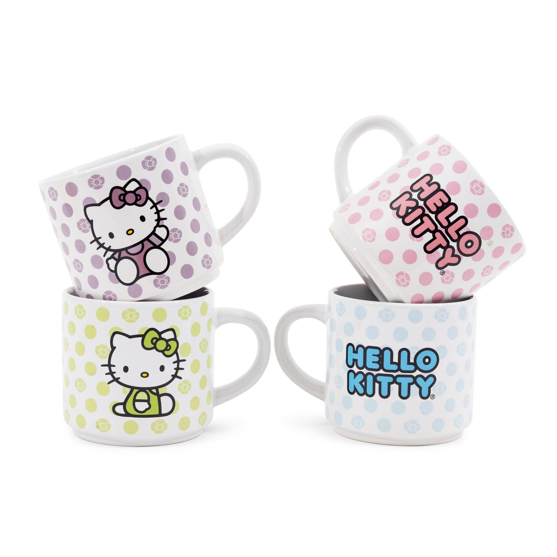 Sanrio Hello Kitty 4-Piece Stacking Mug Set With Wire Rack | Each Hold 10 Ounces