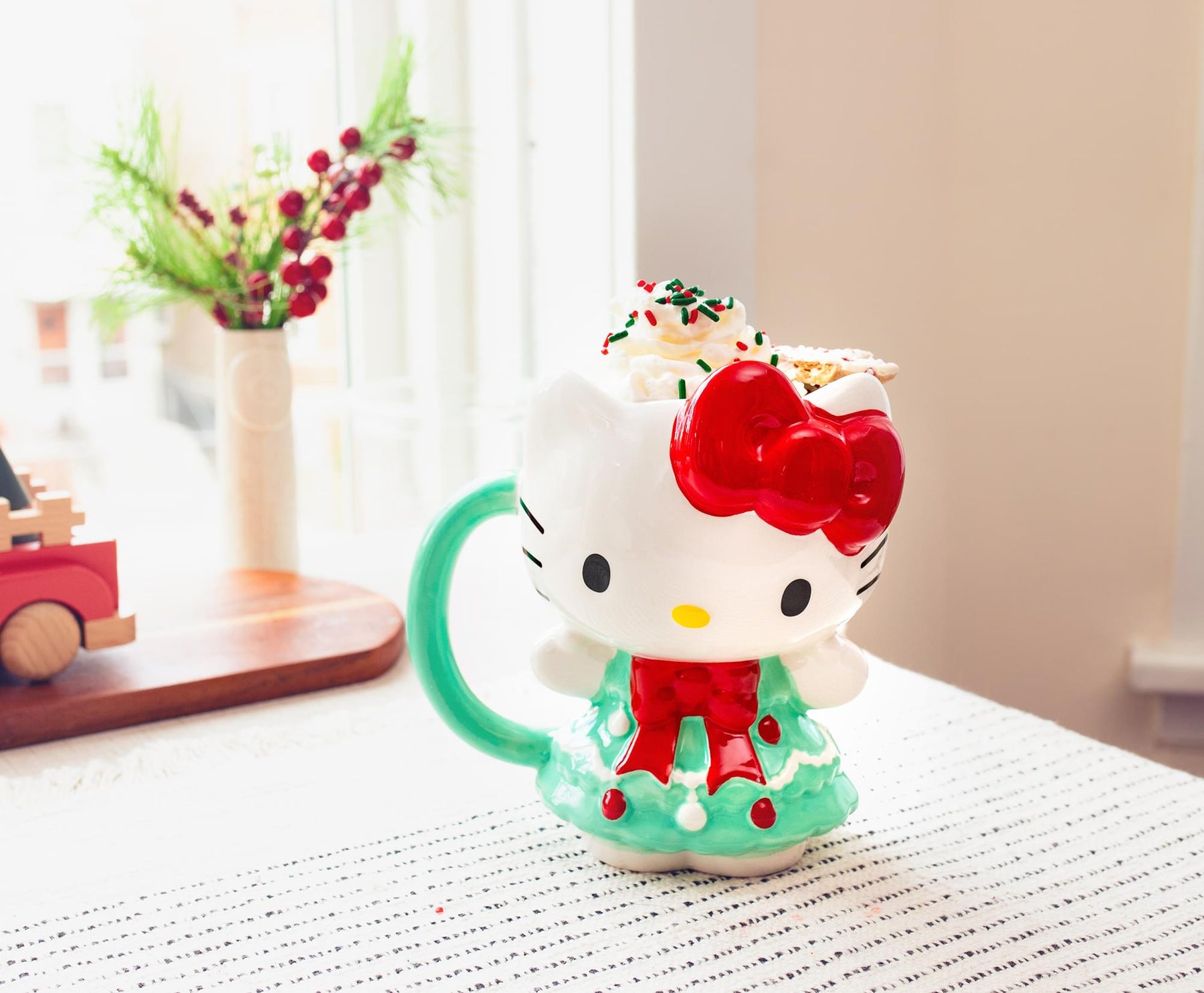 Sanrio Hello Kitty Holiday Tree Dress 3D Sculpted Ceramic Mug | Holds 20 Ounces