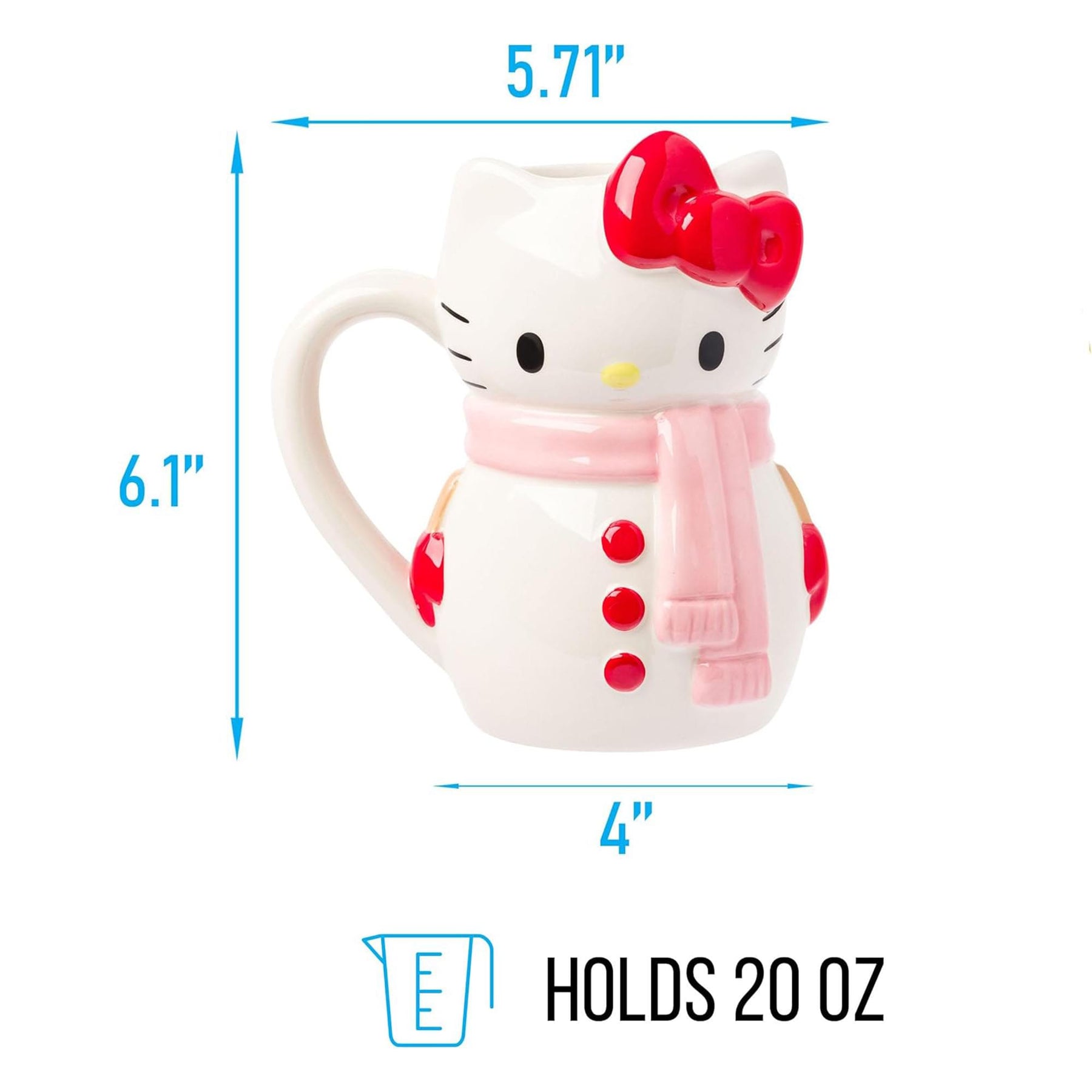 Sanrio Hello Kitty Snowman 20 Ounce 3D Sculpted Ceramic Mug