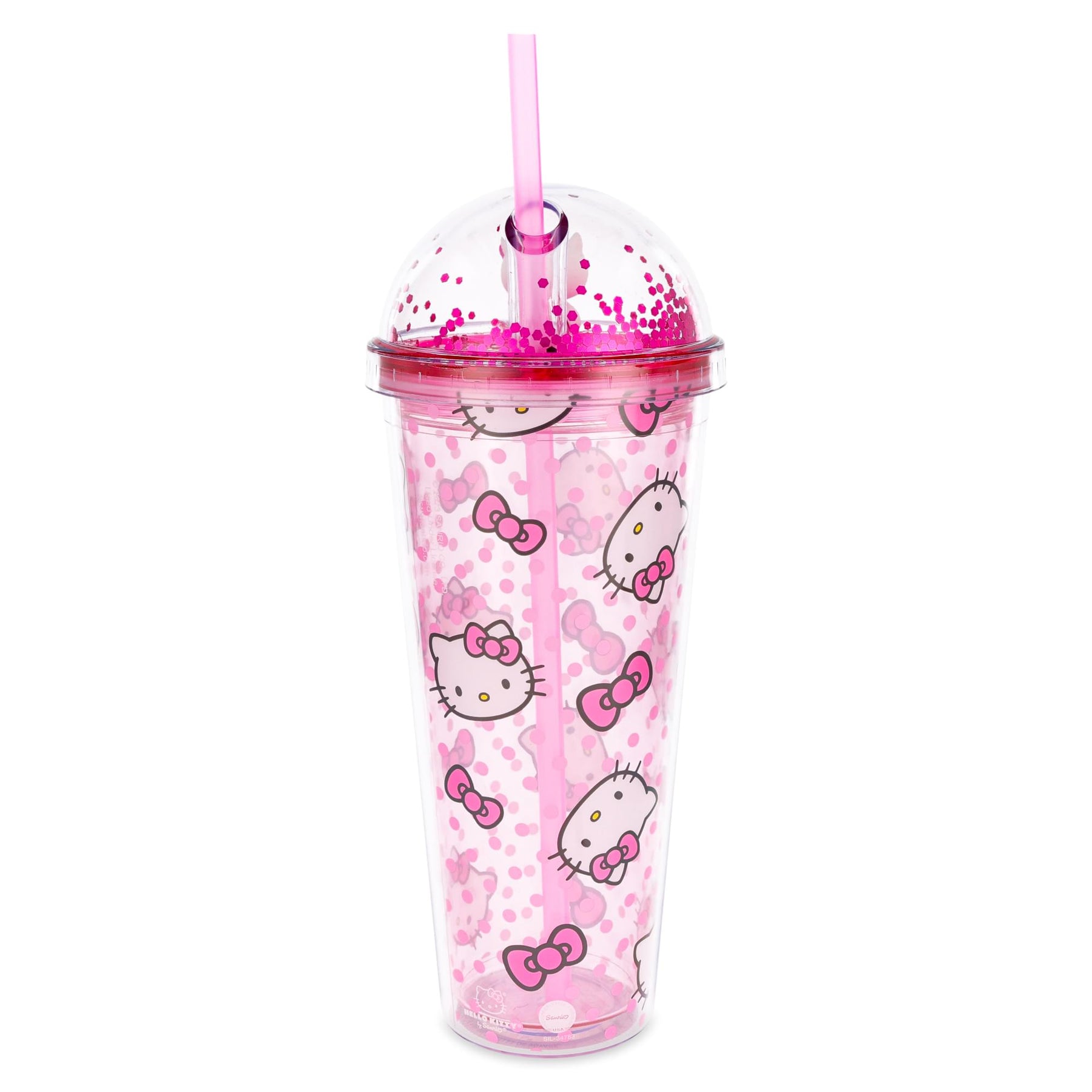 Sanrio Hello Kitty 24-Ounce Confetti Carnival Cup With Dome Lid and Straw