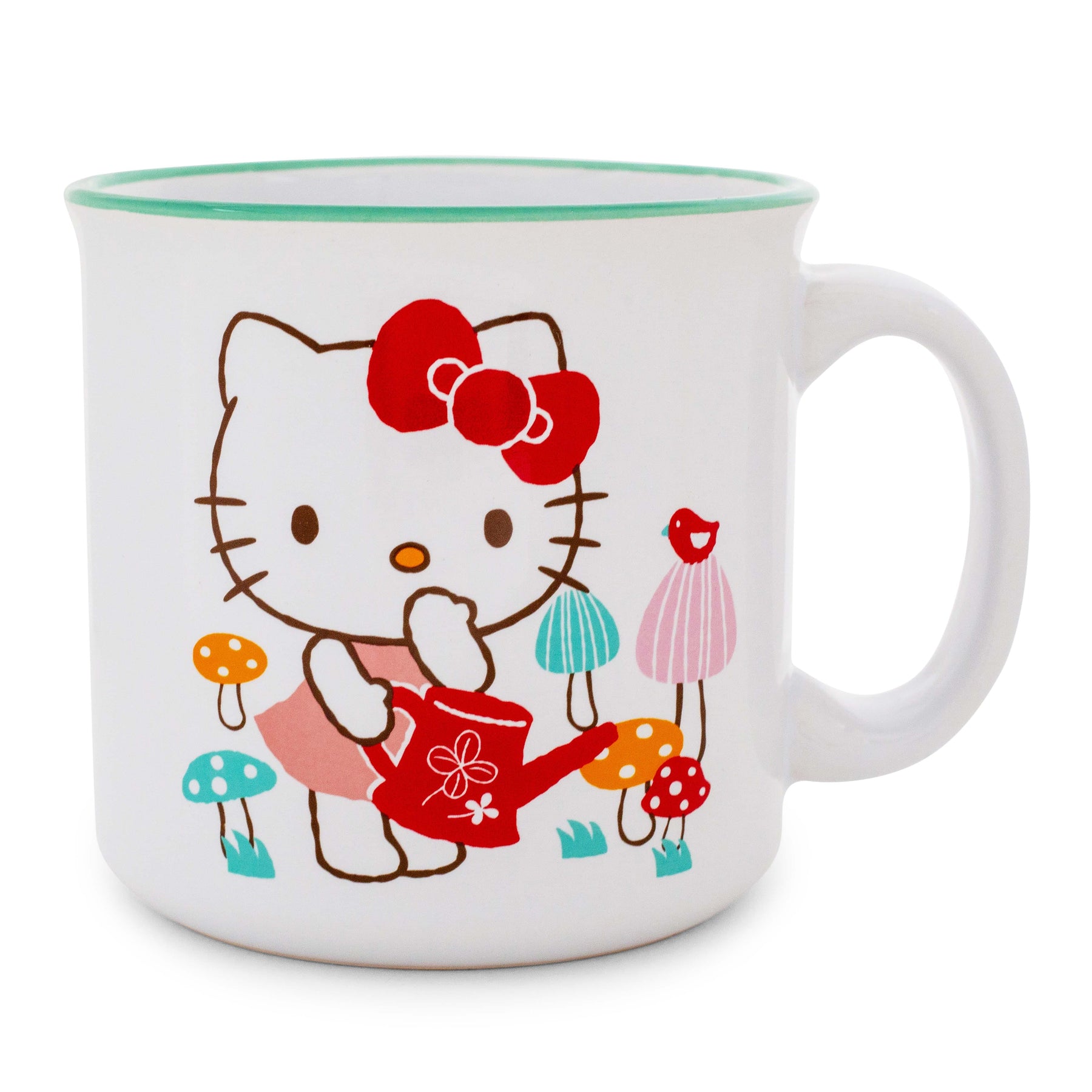 Sanrio Hello Kitty Watering Mushrooms Ceramic Camper Mug | Holds 20 Ounces