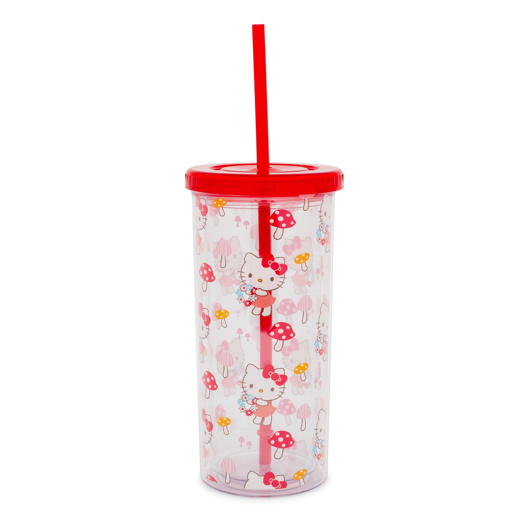 Sanrio Hello Kitty Mushrooms Carnival Cup With Lid and Straw | Holds 20 Ounces