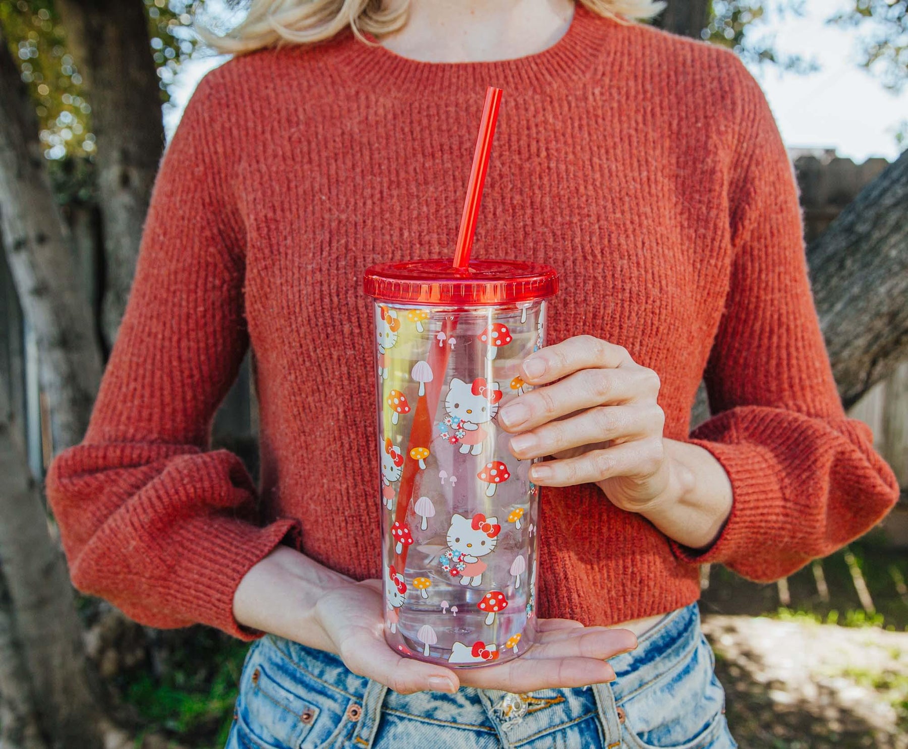 Sanrio Hello Kitty Mushrooms Carnival Cup With Lid and Straw | Holds 20 Ounces