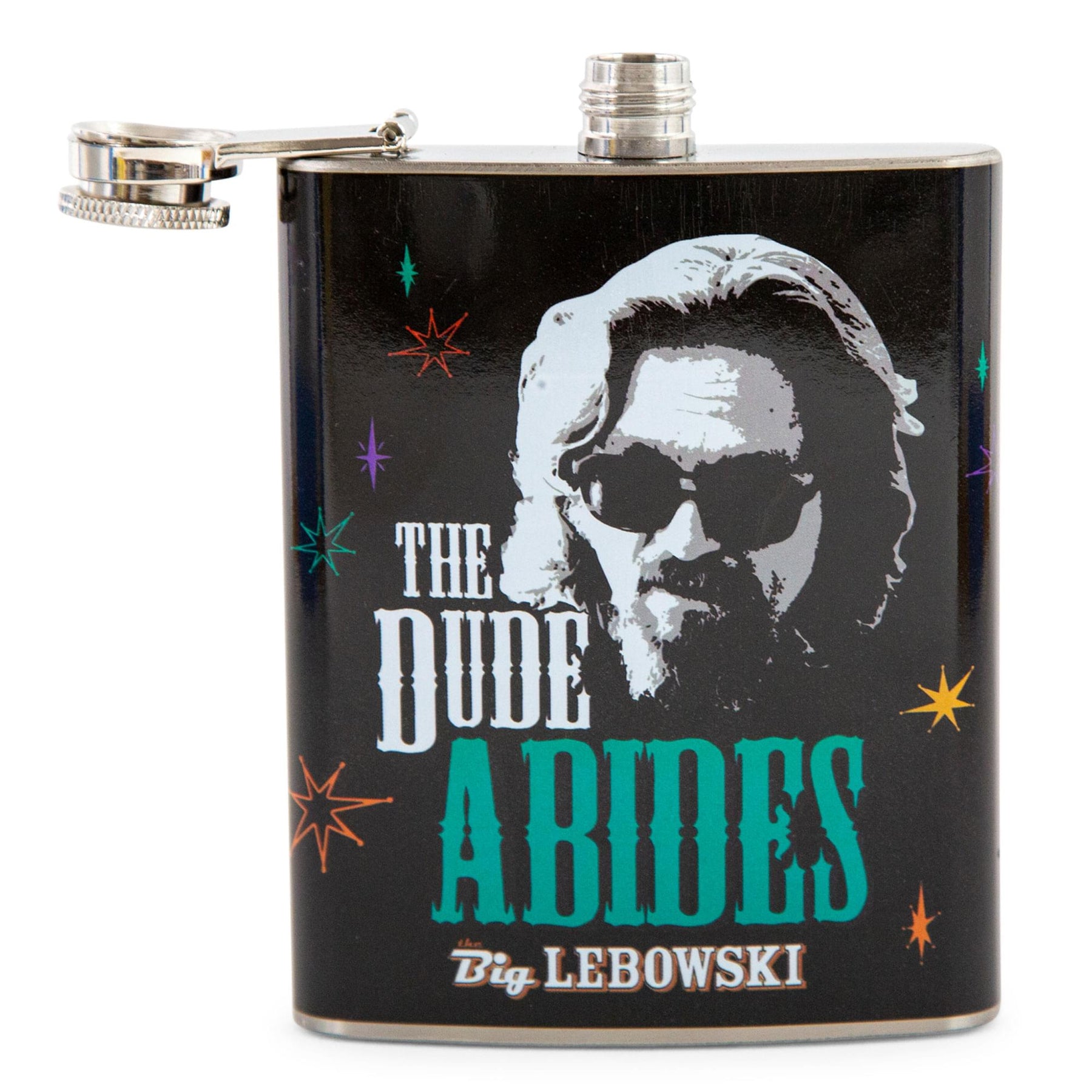 The Big Lebowski "The Dude Abides" Stainless Steel Flask | Holds 7 Ounces