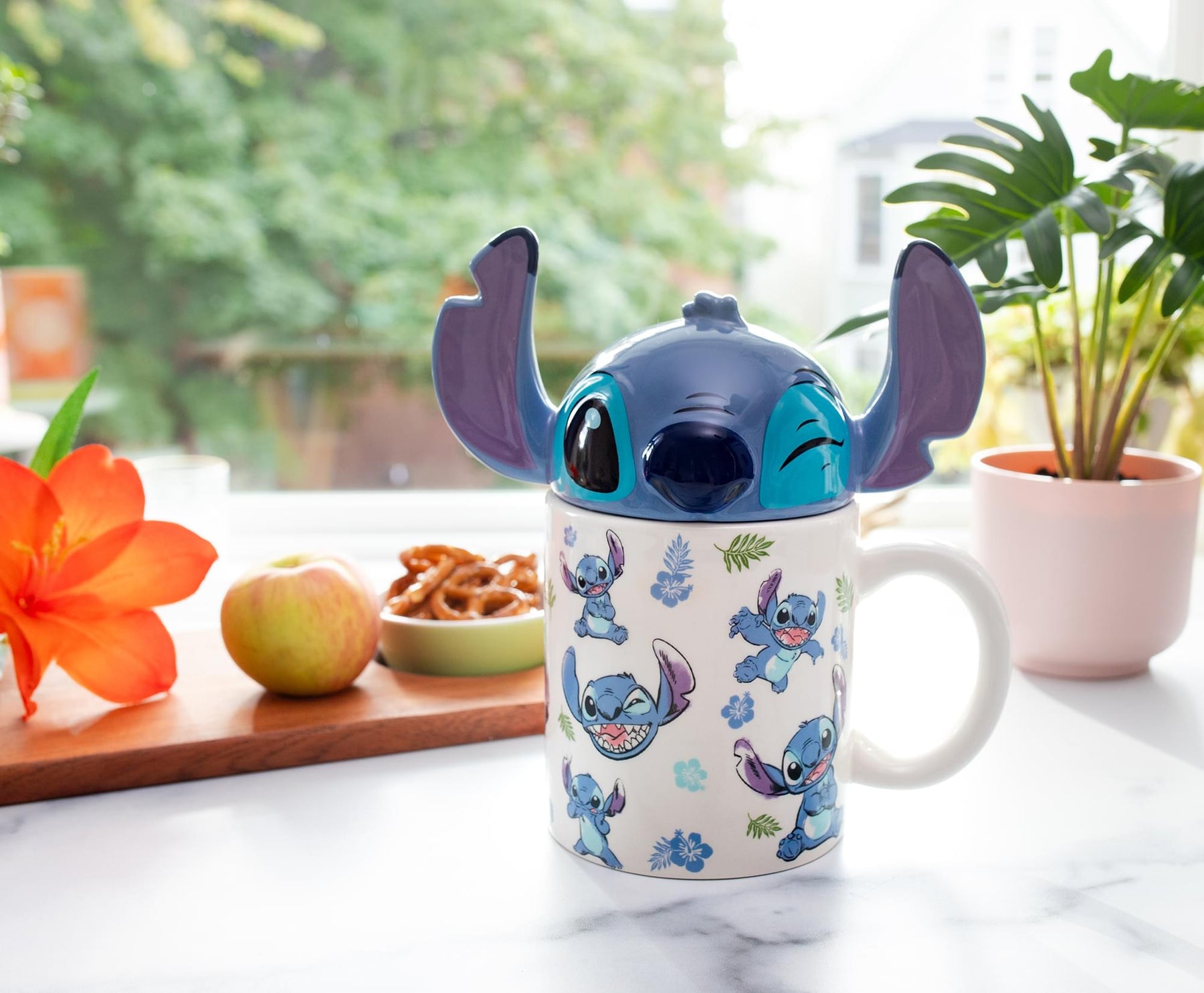 Disney Lilo & Stitch Ceramic Mug With Sculpted Topper | Holds 18 Ounces