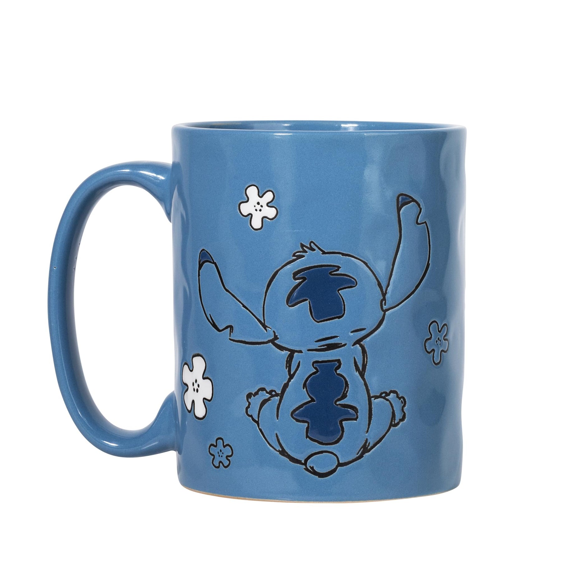 Disney Lilo & Stitch Blue Wax-Resist Ceramic Pottery Mug | Holds 17 Ounces