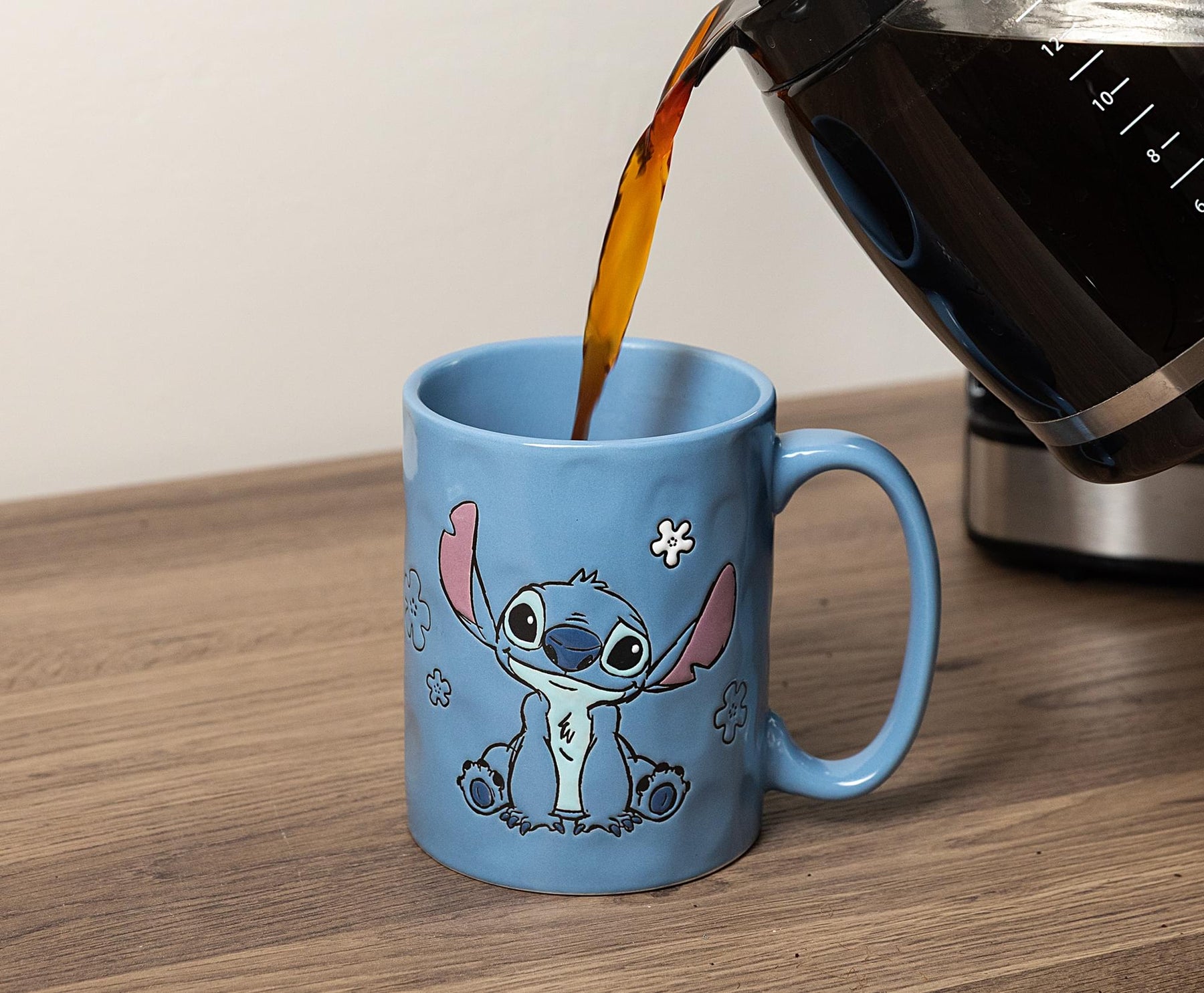 Disney Lilo & Stitch Blue Wax-Resist Ceramic Pottery Mug | Holds 17 Ounces