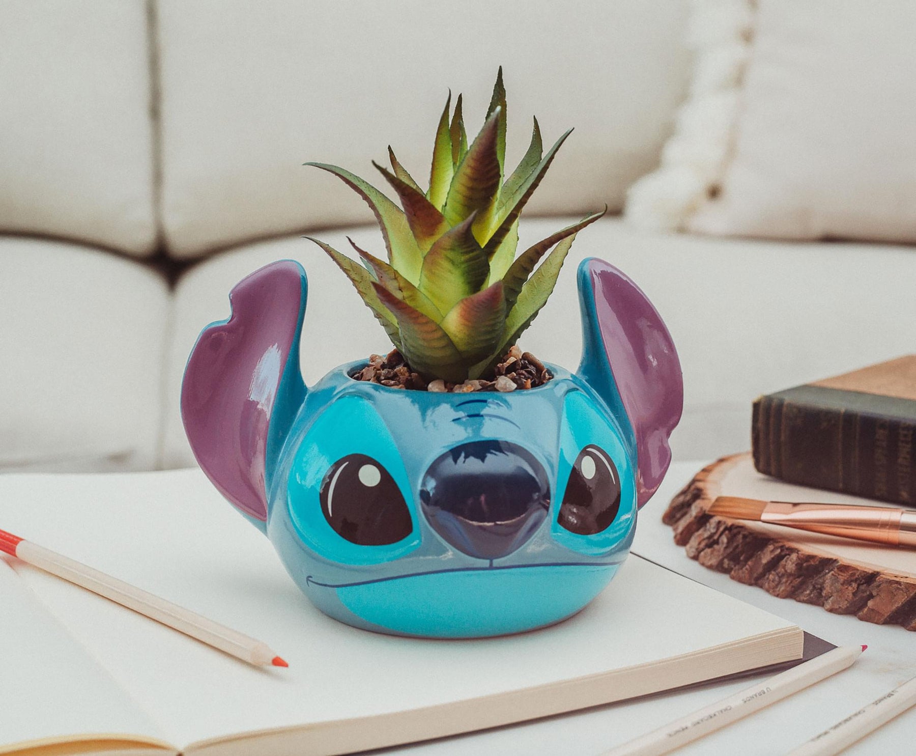 Disney Stitch Face Large Ceramic Planter | 5x5x7 Inches