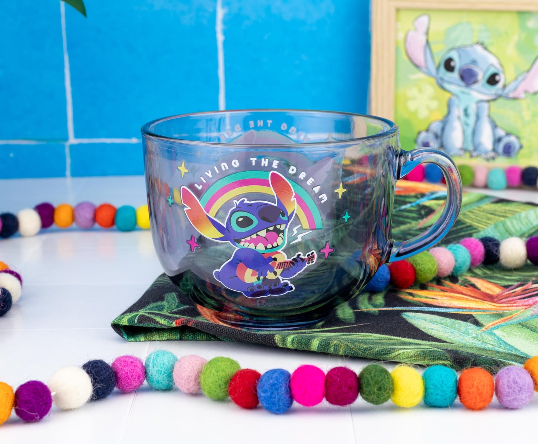 Disney Lilo & Stitch "Living The Dream" Glass Mug | Holds 16 Ounces