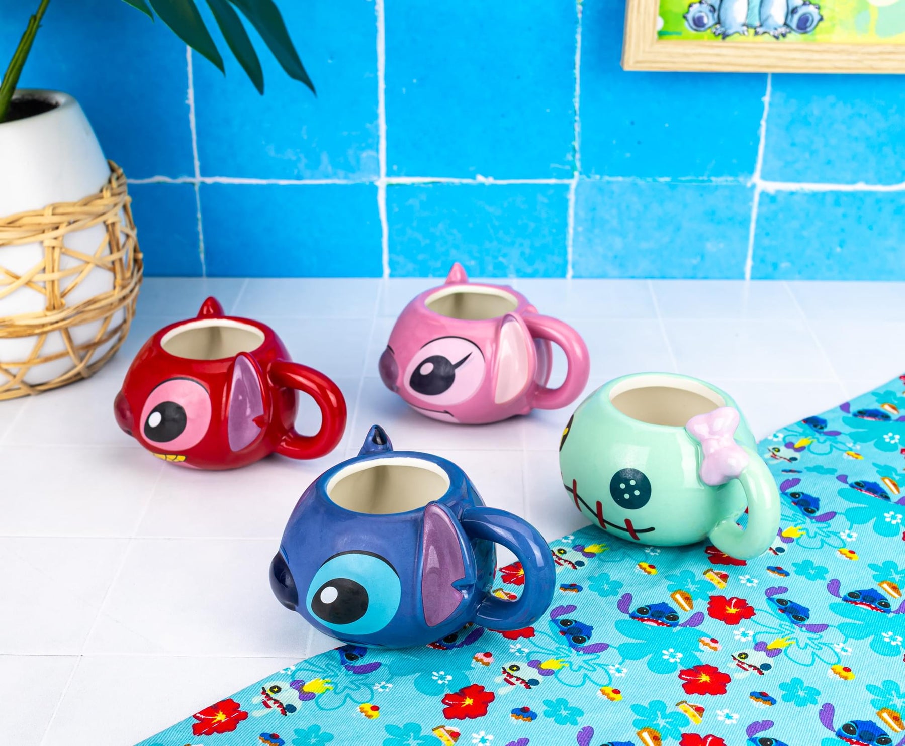 Disney Lilo & Stitch Characters 2-Ounce Sculpted Ceramic Mini Mugs | Set of 4