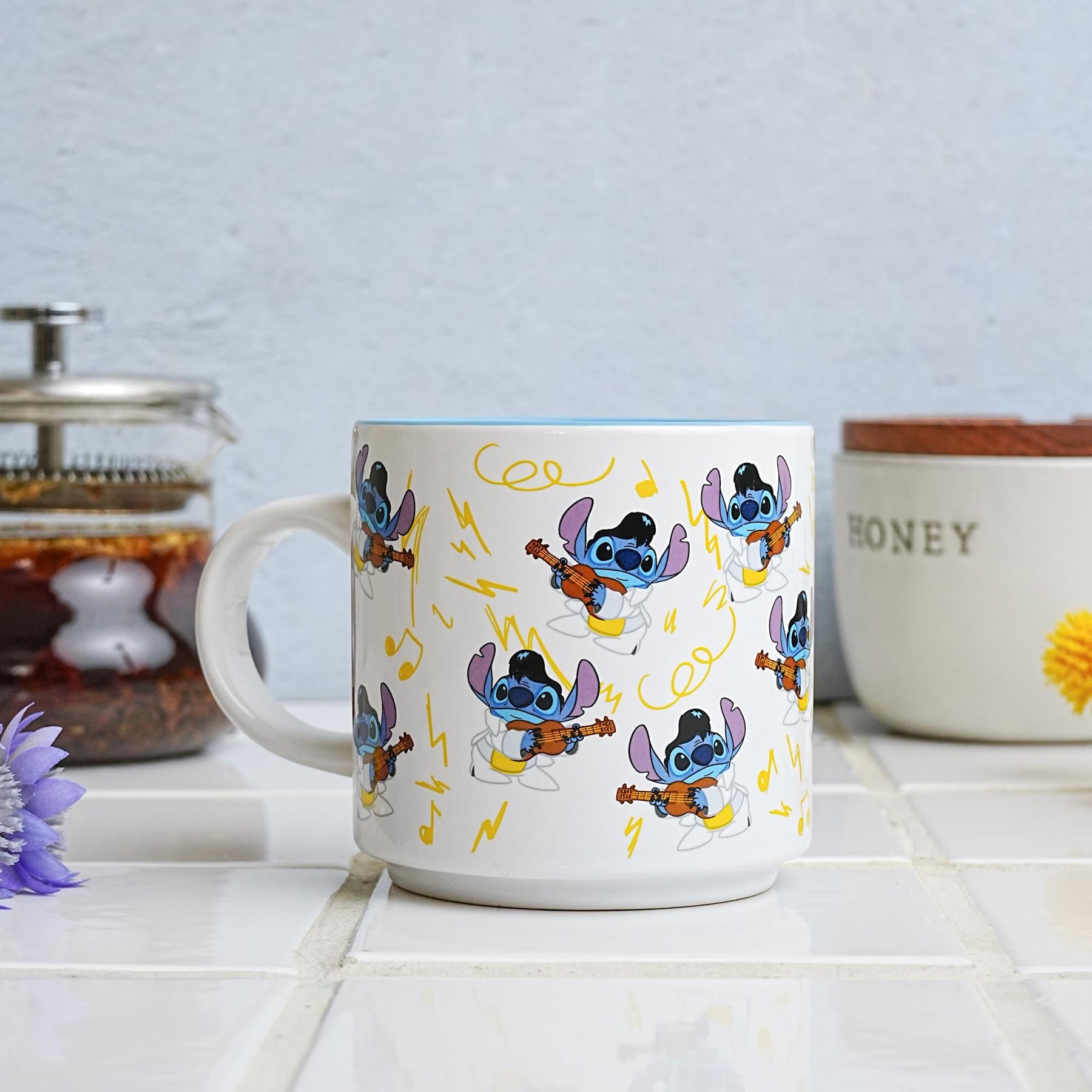Disney Lilo & Stitch Elvis Playing Ukulele Ceramic Mug | Holds 13 Ounces